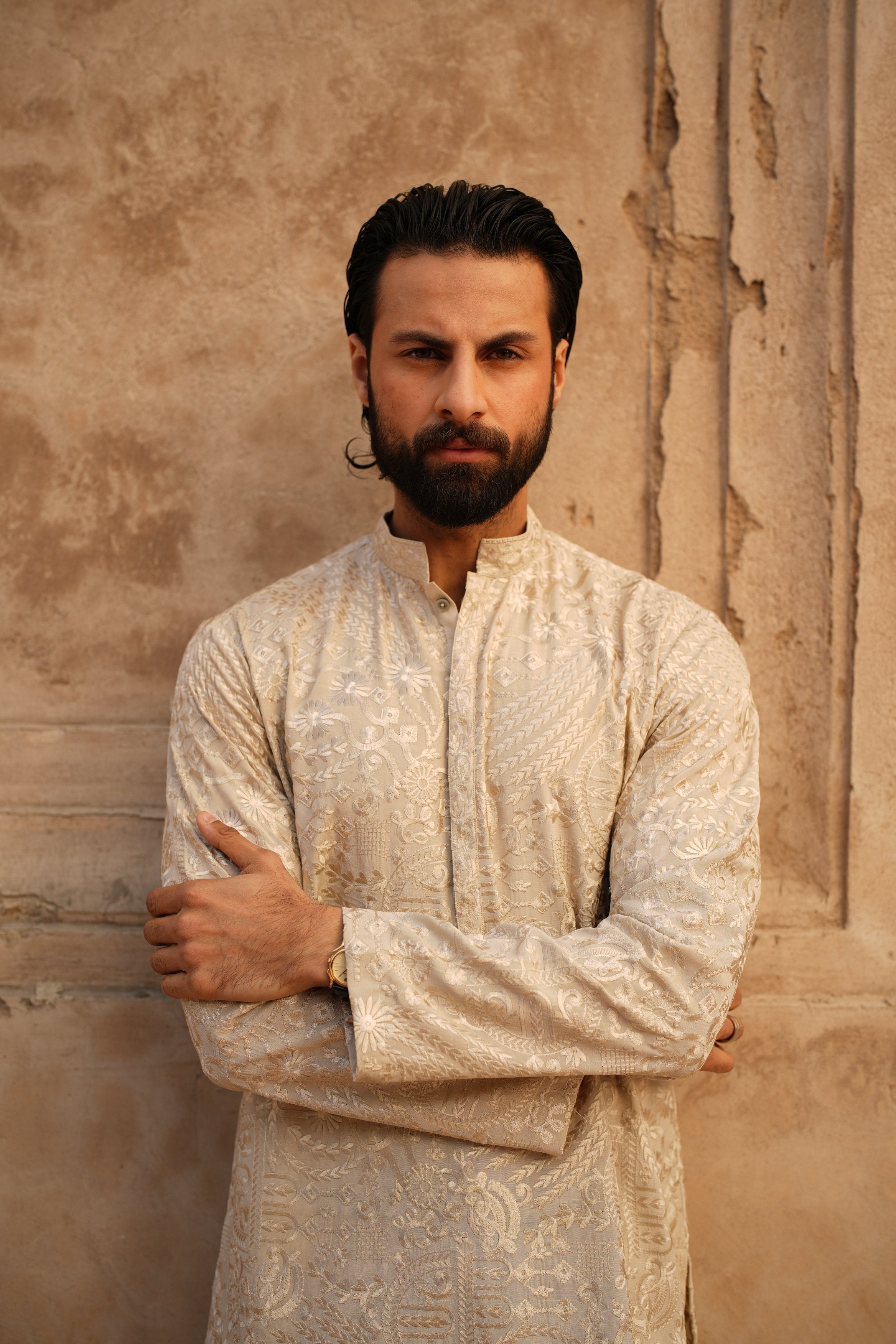 Sandstone Beige Kurta Trouser.