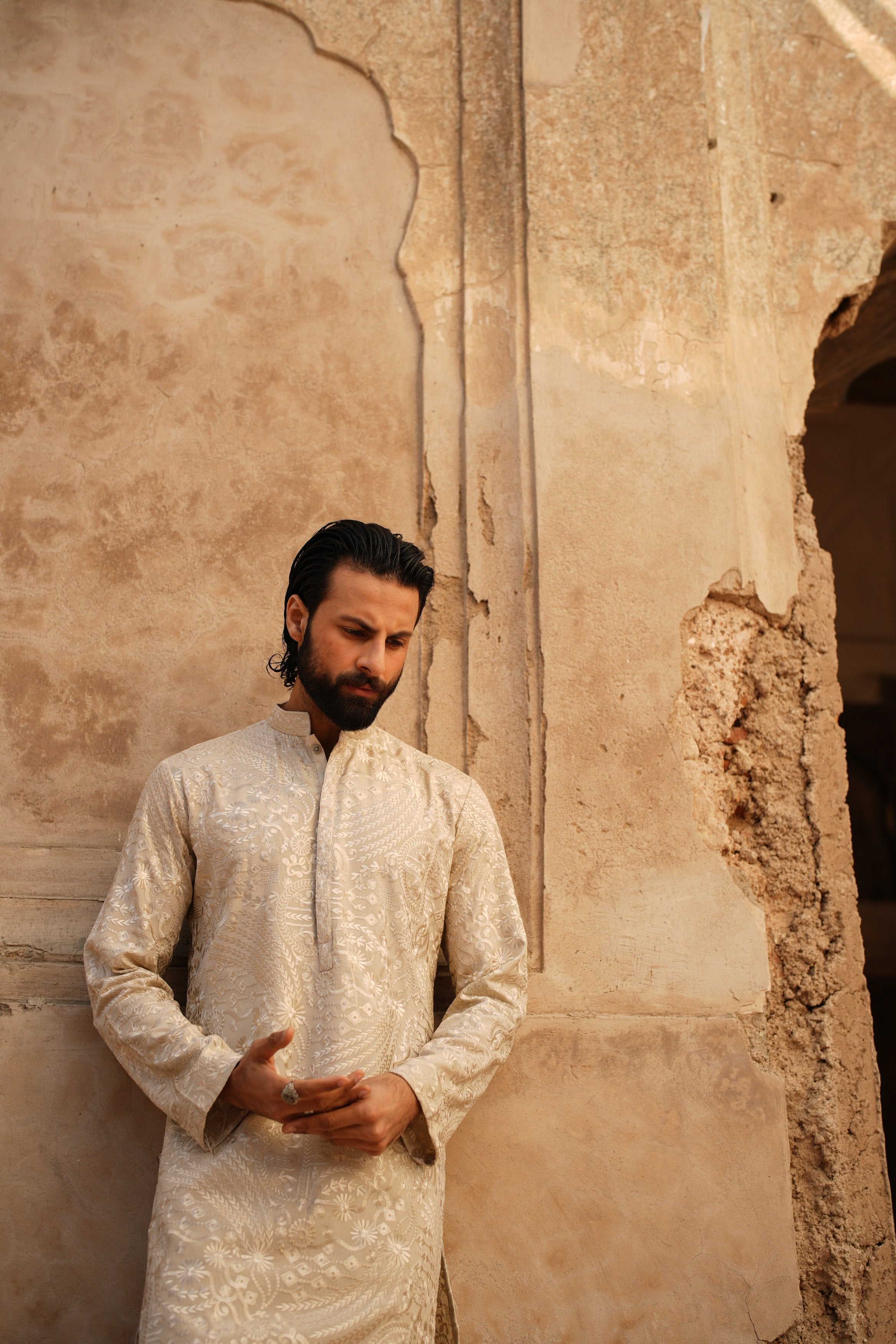 Sandstone Beige Kurta Trouser.
