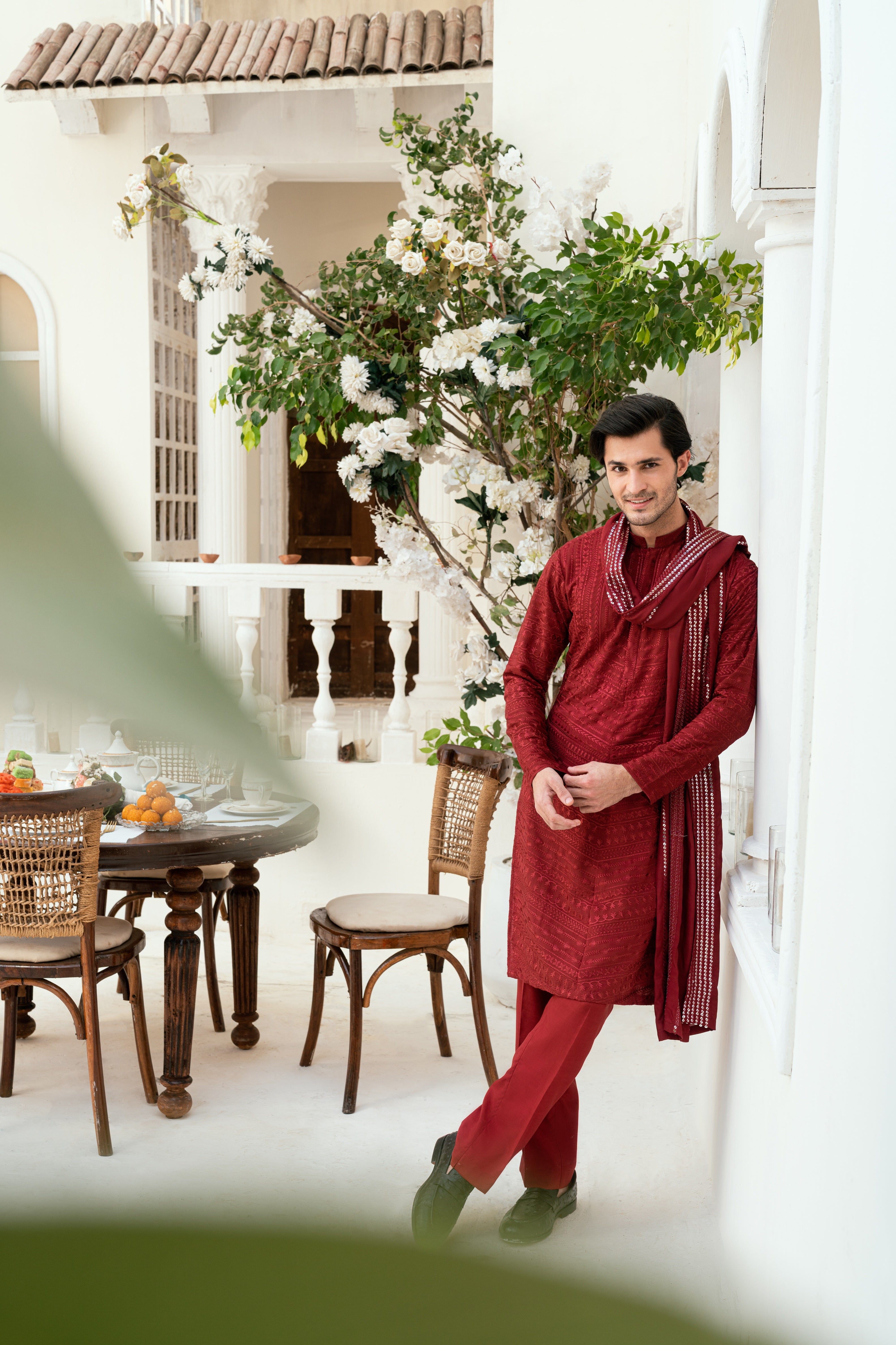 Deep maroon Kurta Trouser
