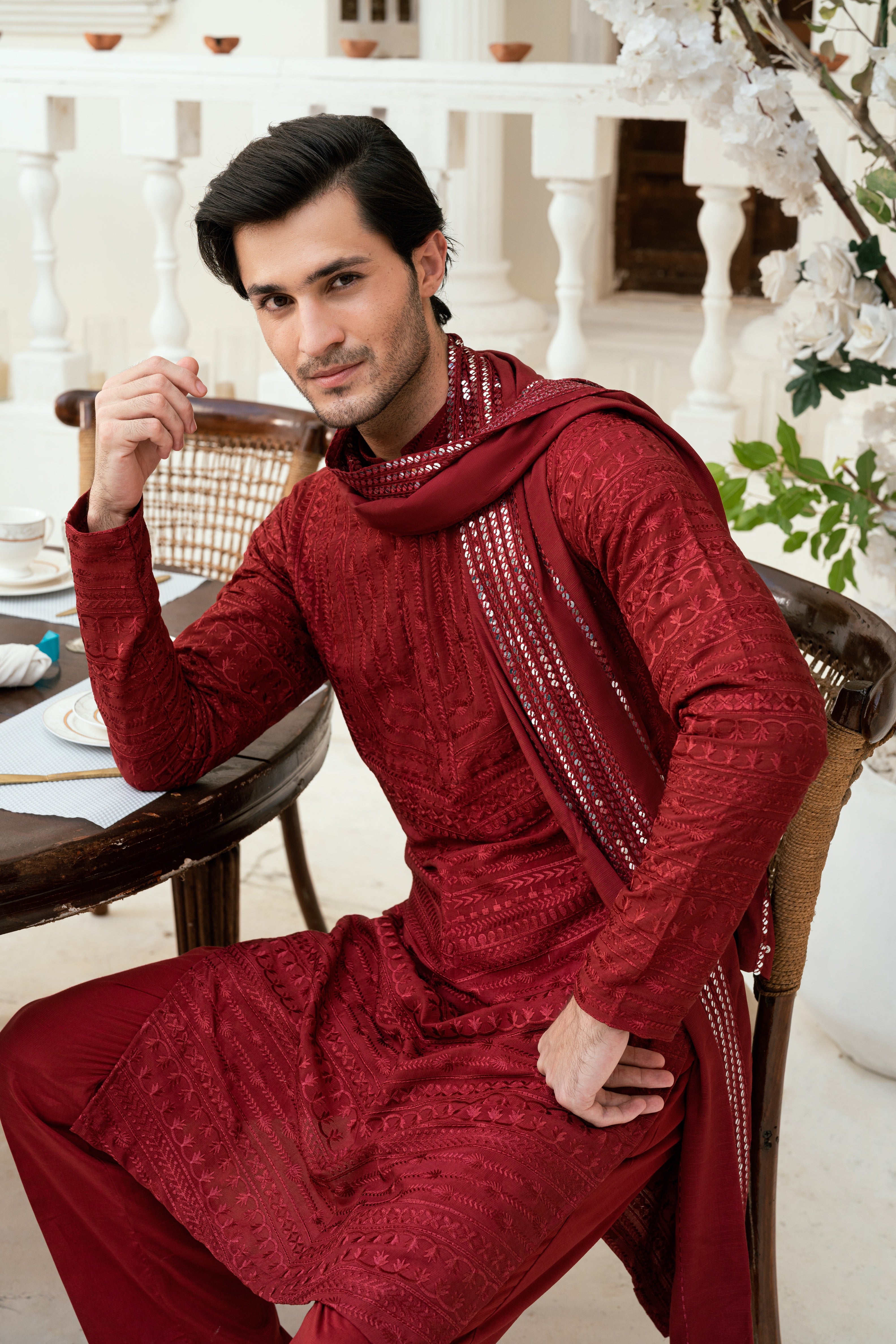 Deep maroon Kurta Trouser