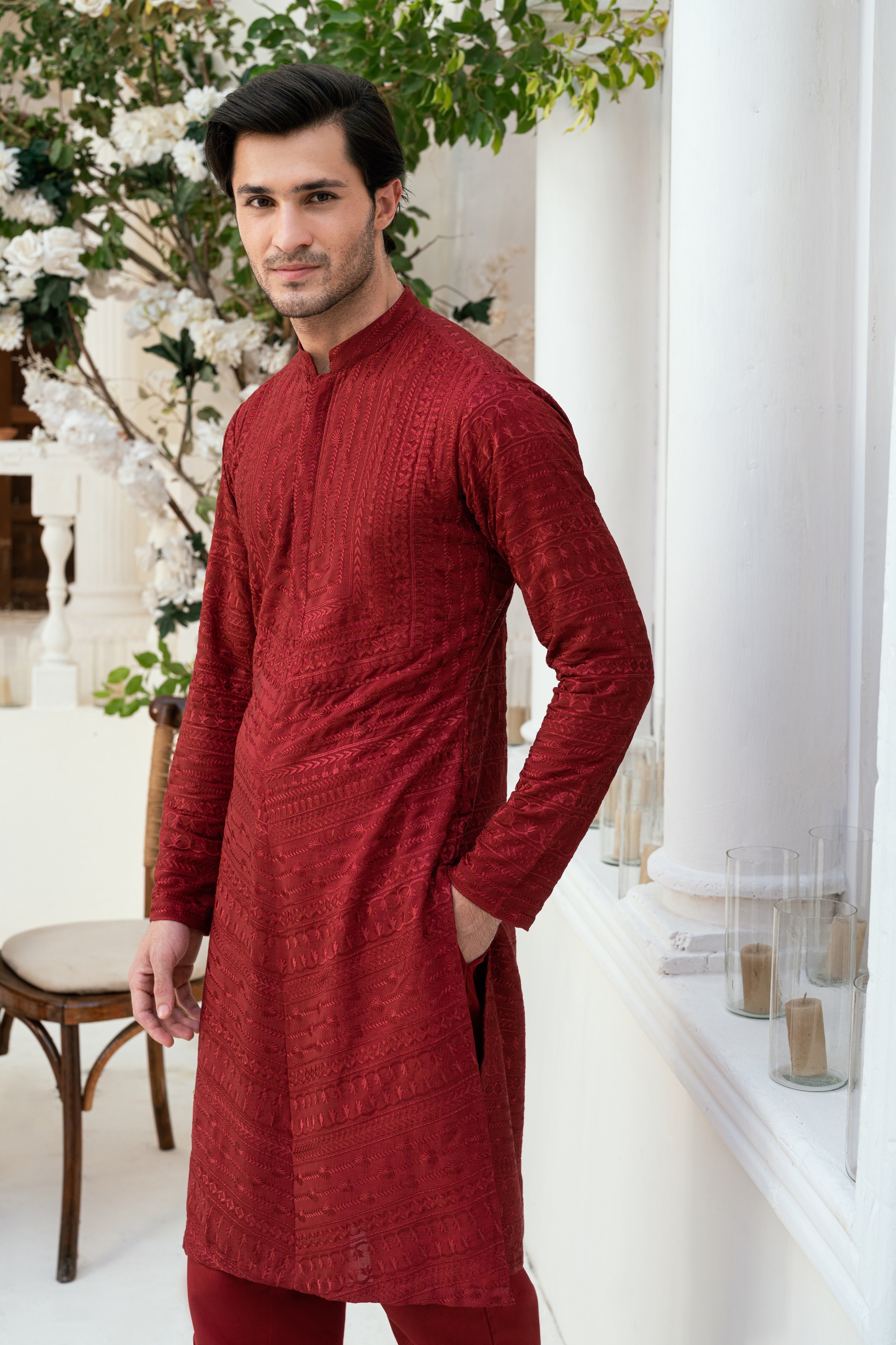 Deep maroon Kurta Trouser