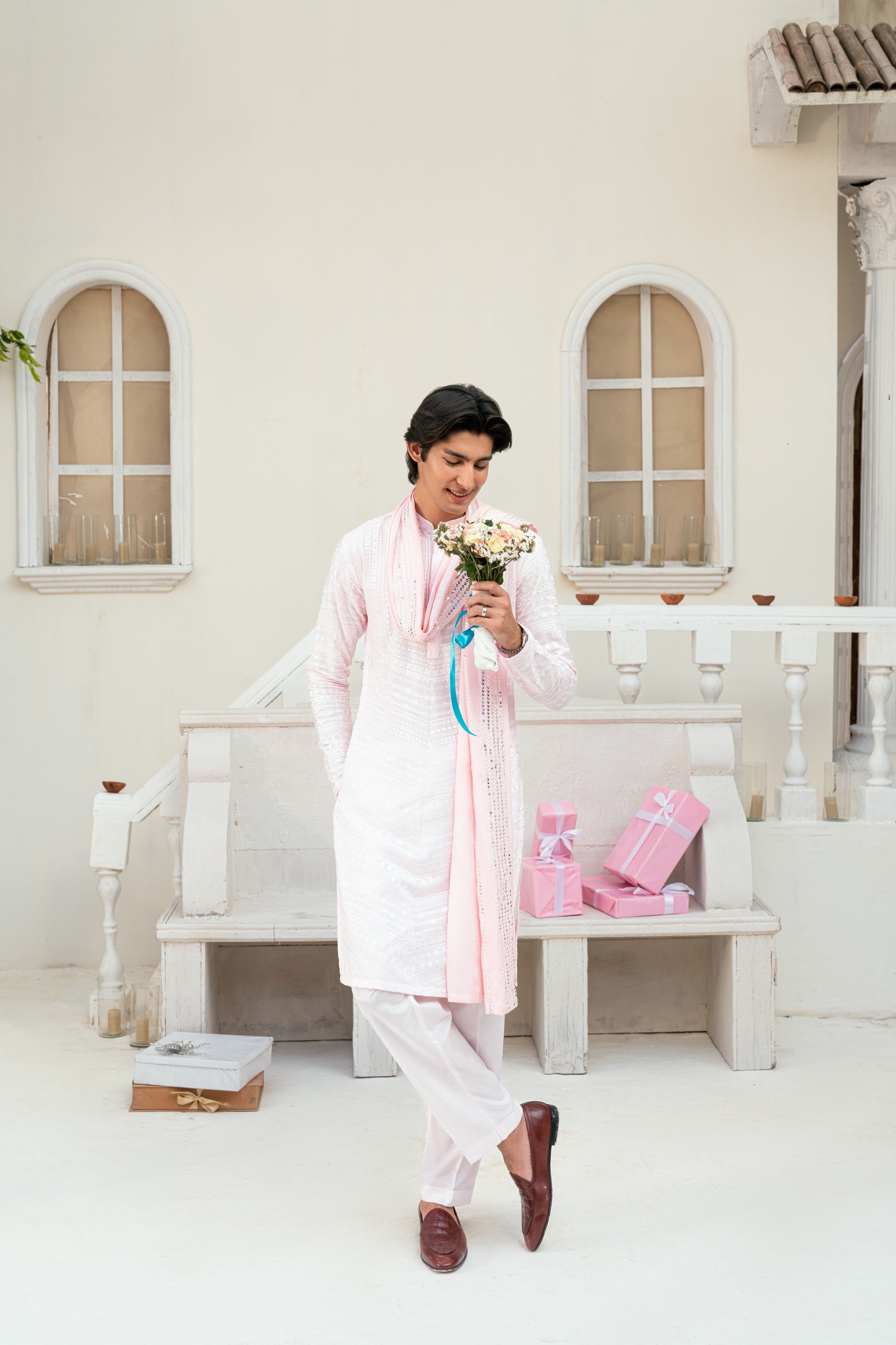 Soft Pastel pink Kurta Trouser