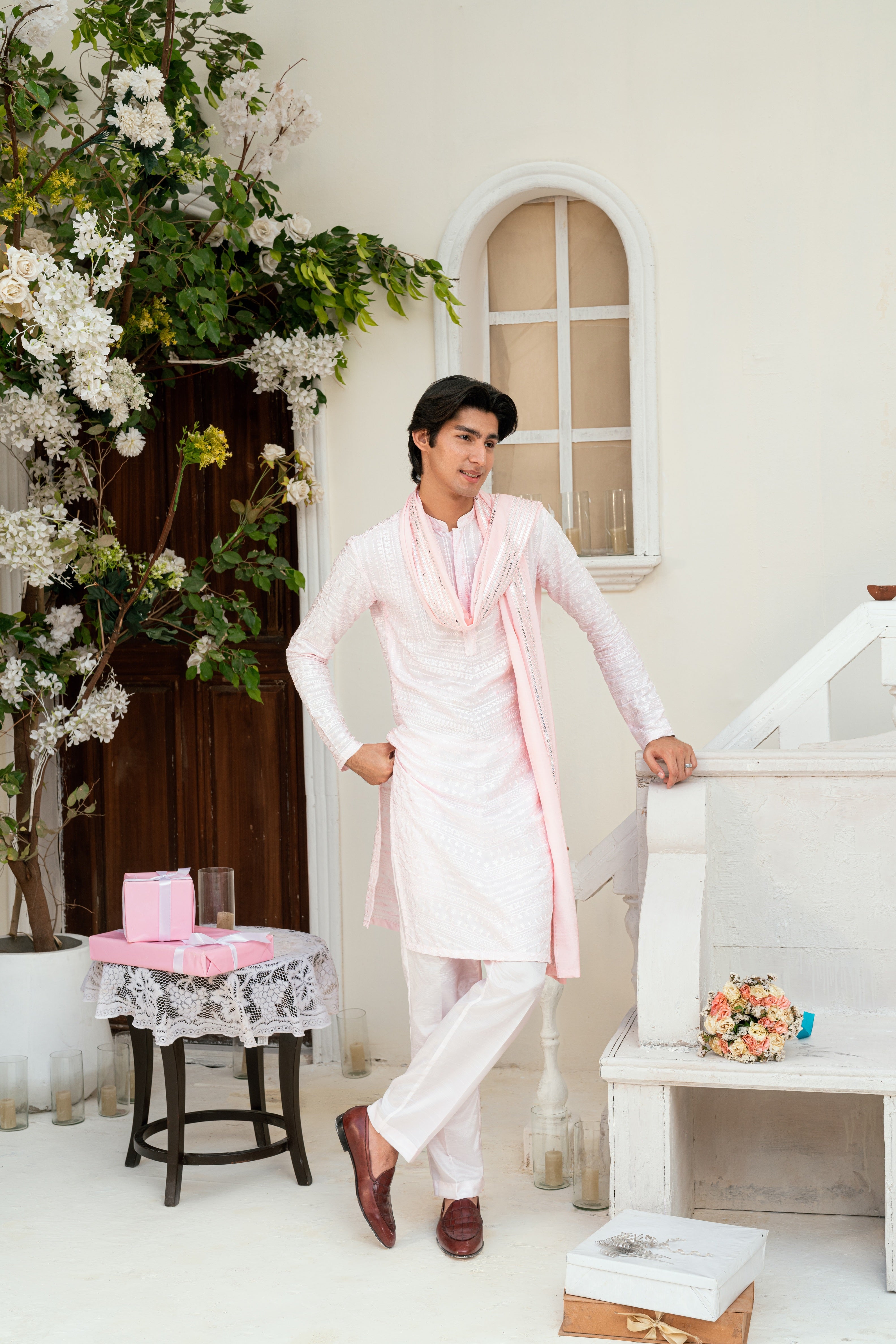 Soft Pastel pink Kurta Trouser