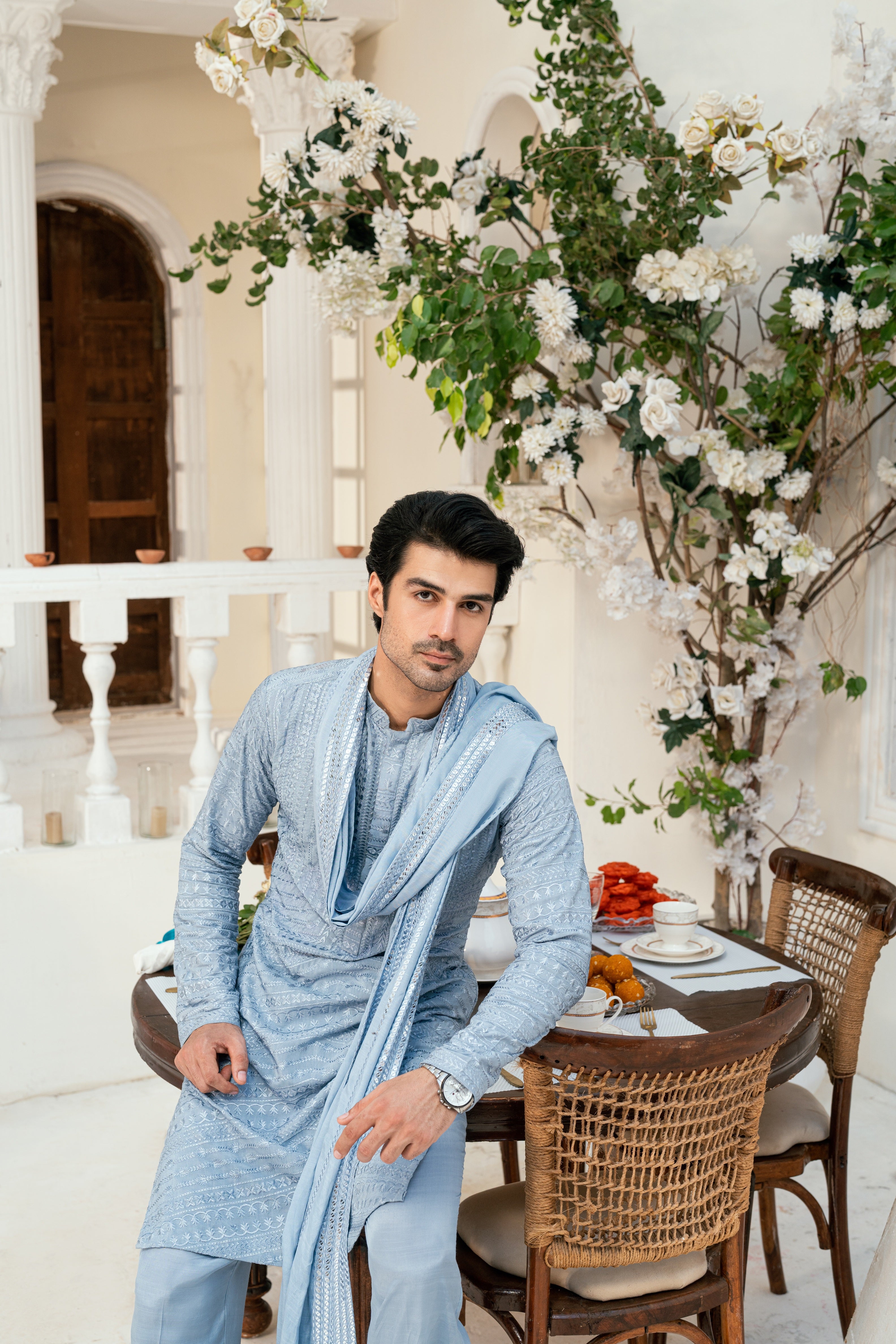Soft Powder blue Kurta Trouser