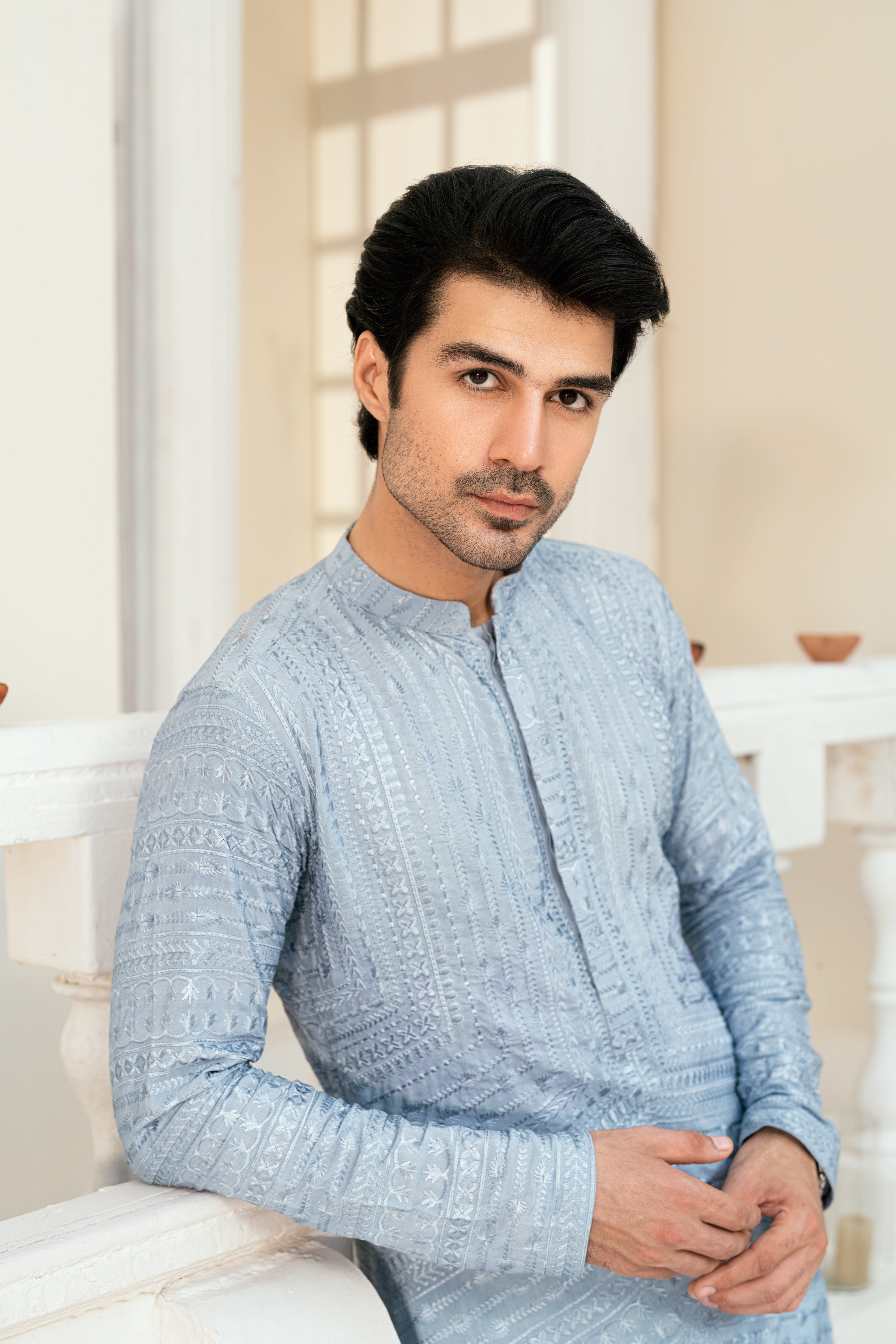 Soft Powder blue Kurta Trouser