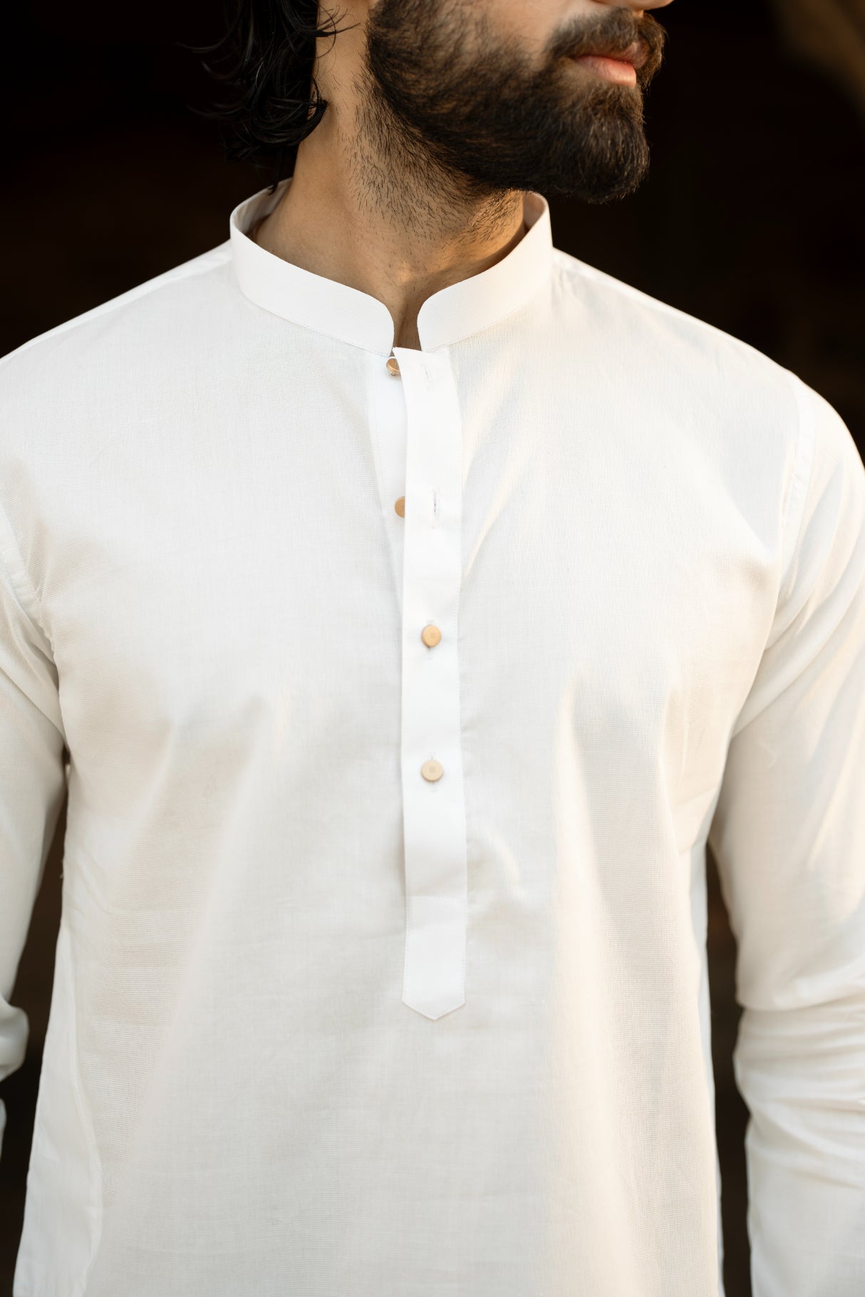 Classic White Sherwani Collar Kurta Trouser