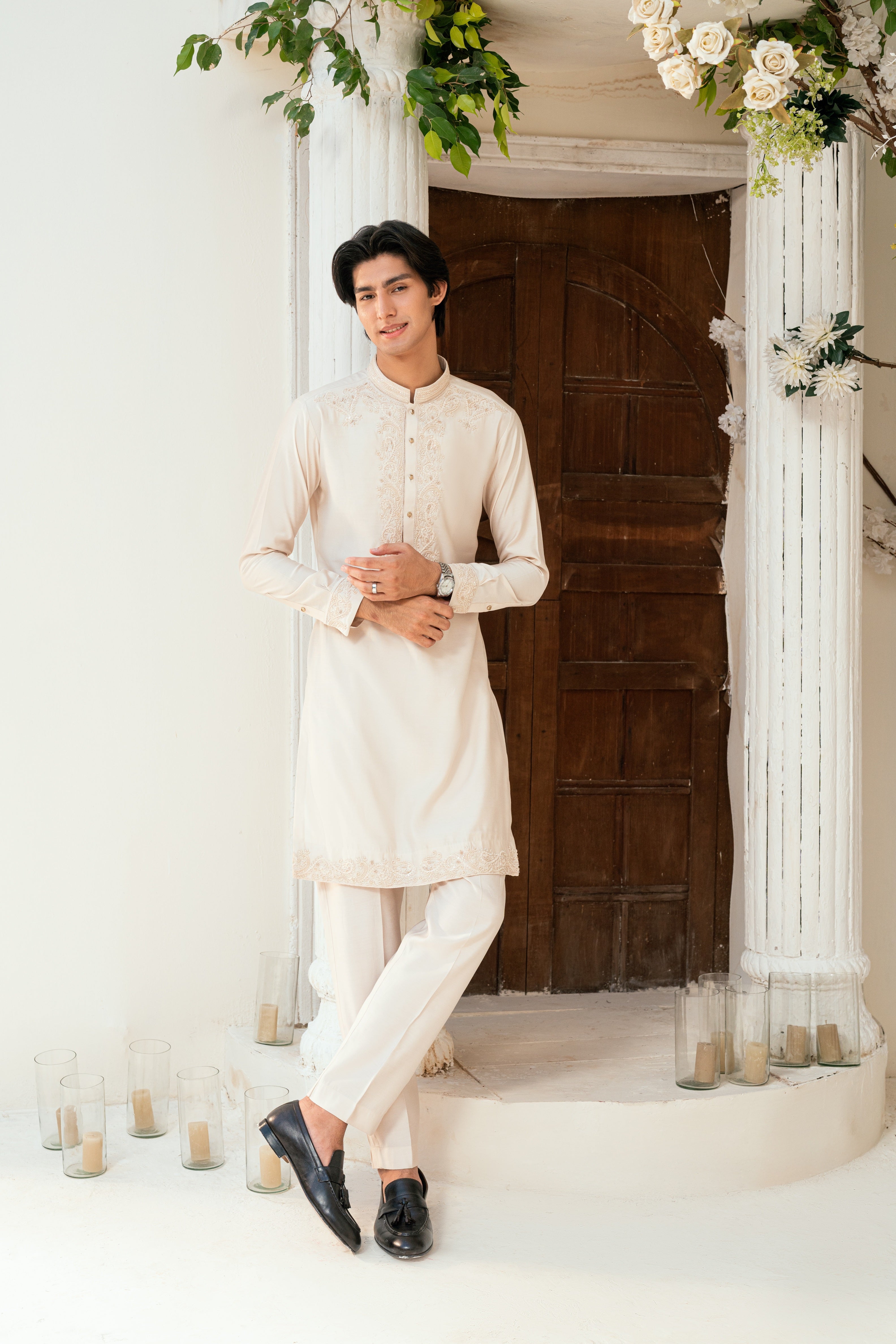 pastel pink kurta trouser