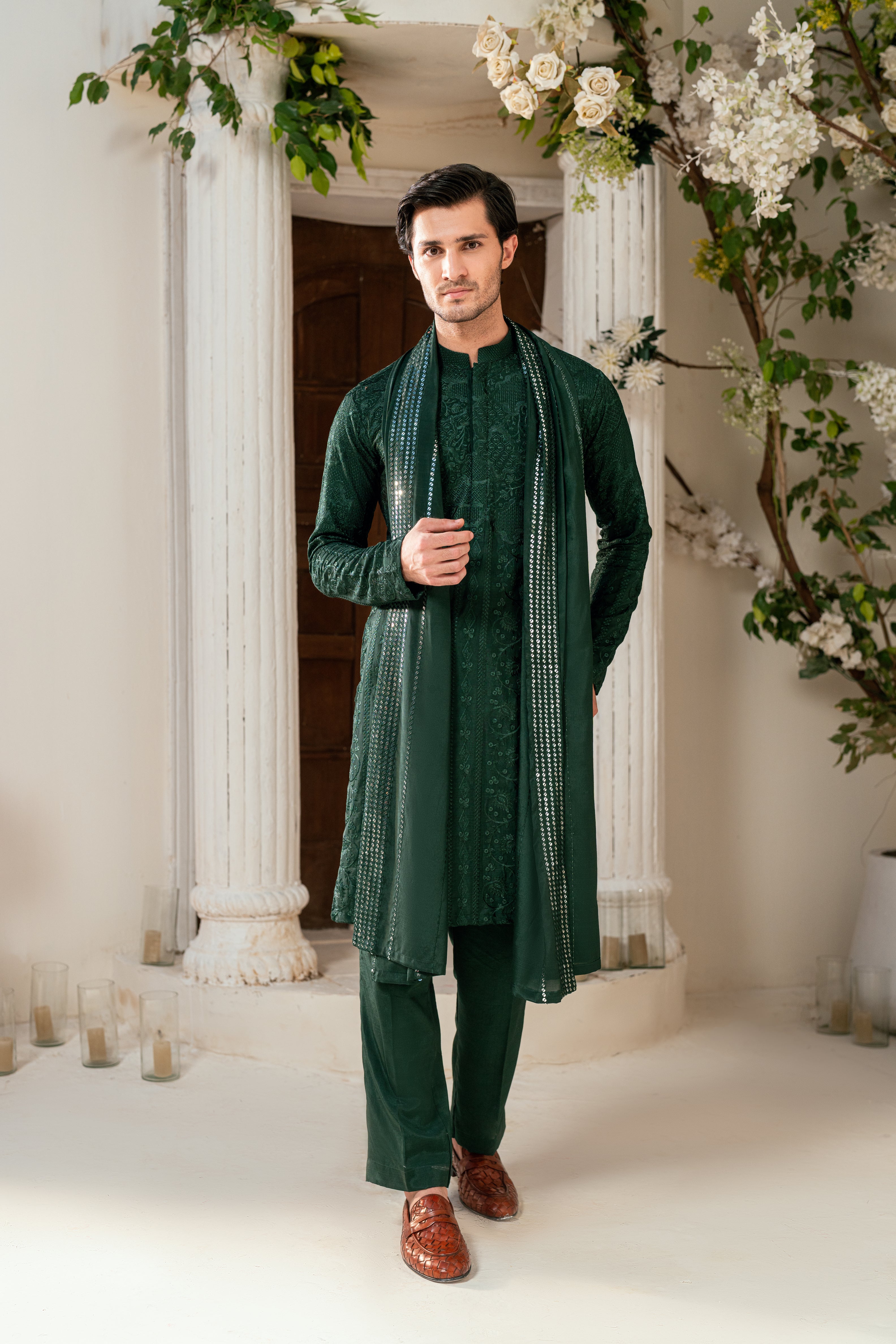 Deep green Kurta Trouser