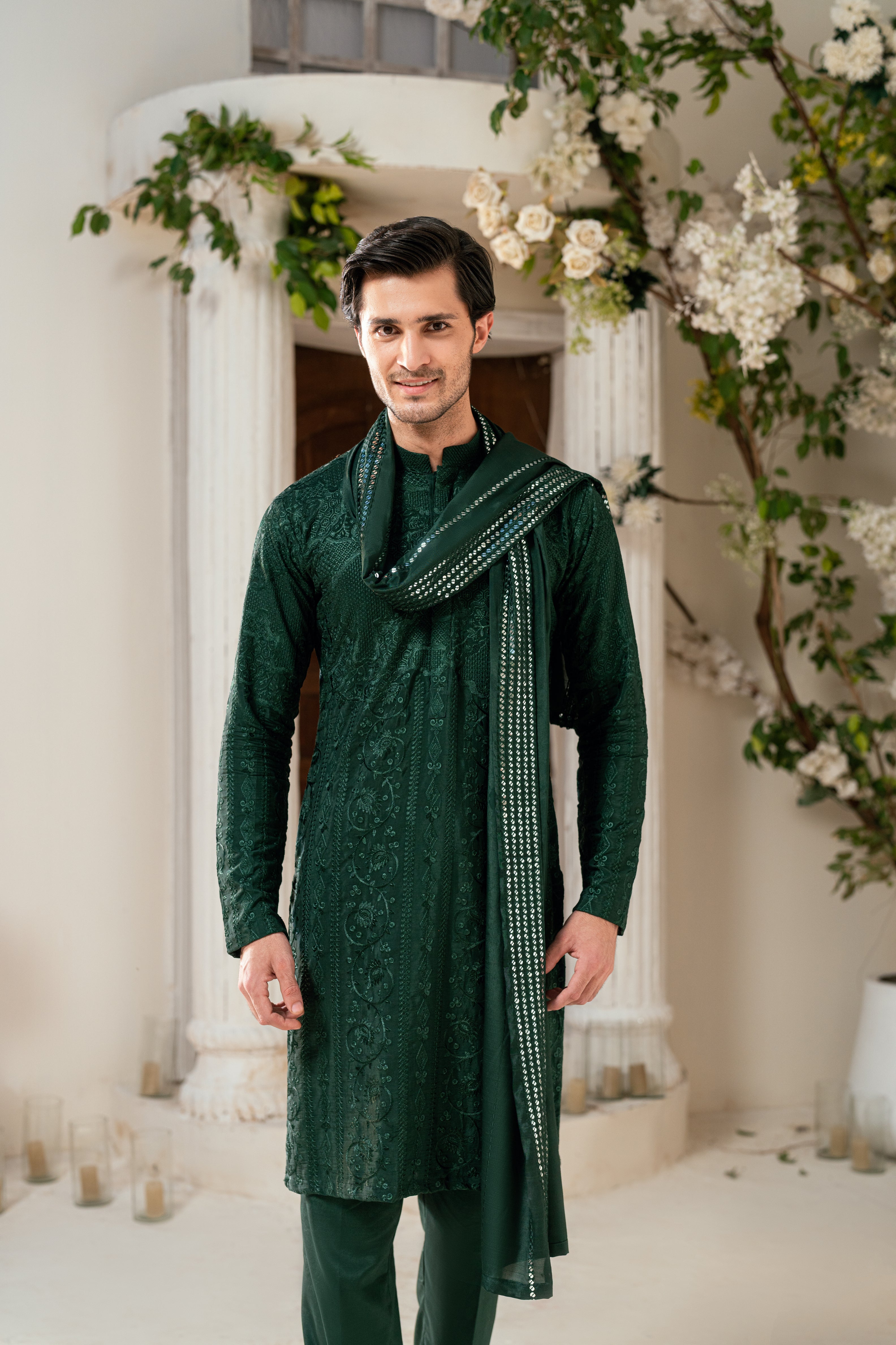 Deep green Kurta Trouser
