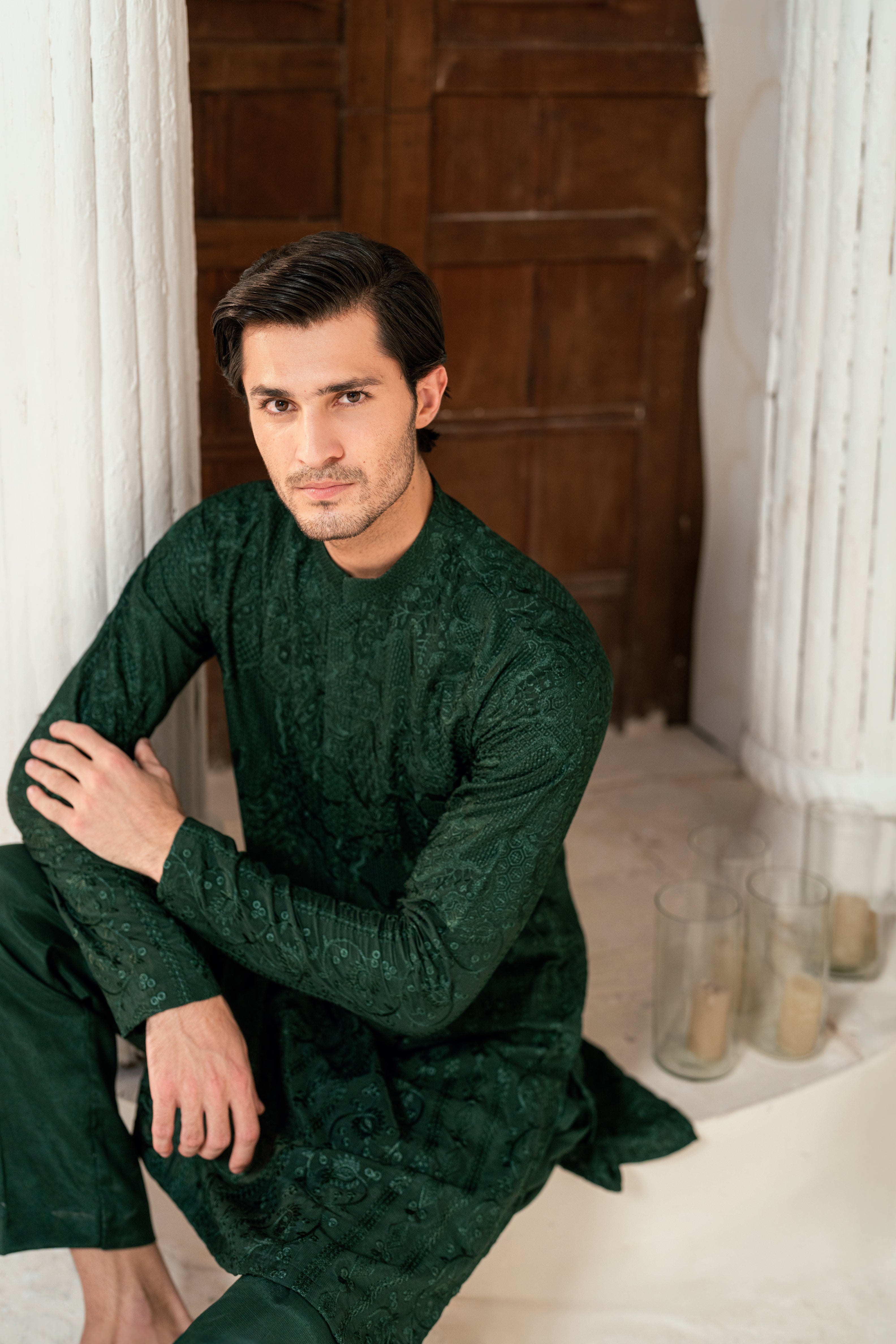 Deep green Kurta Trouser