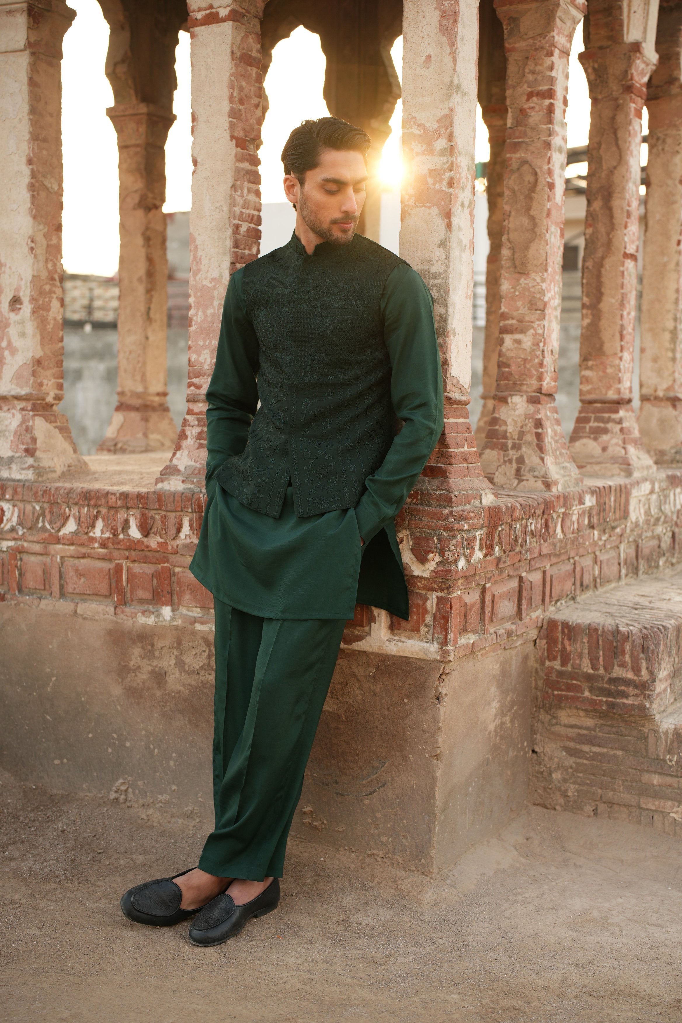 Emerald Silk Waistcoat.