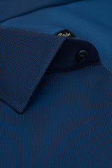 NAVY BLUE MICRO DOTED SHIRT