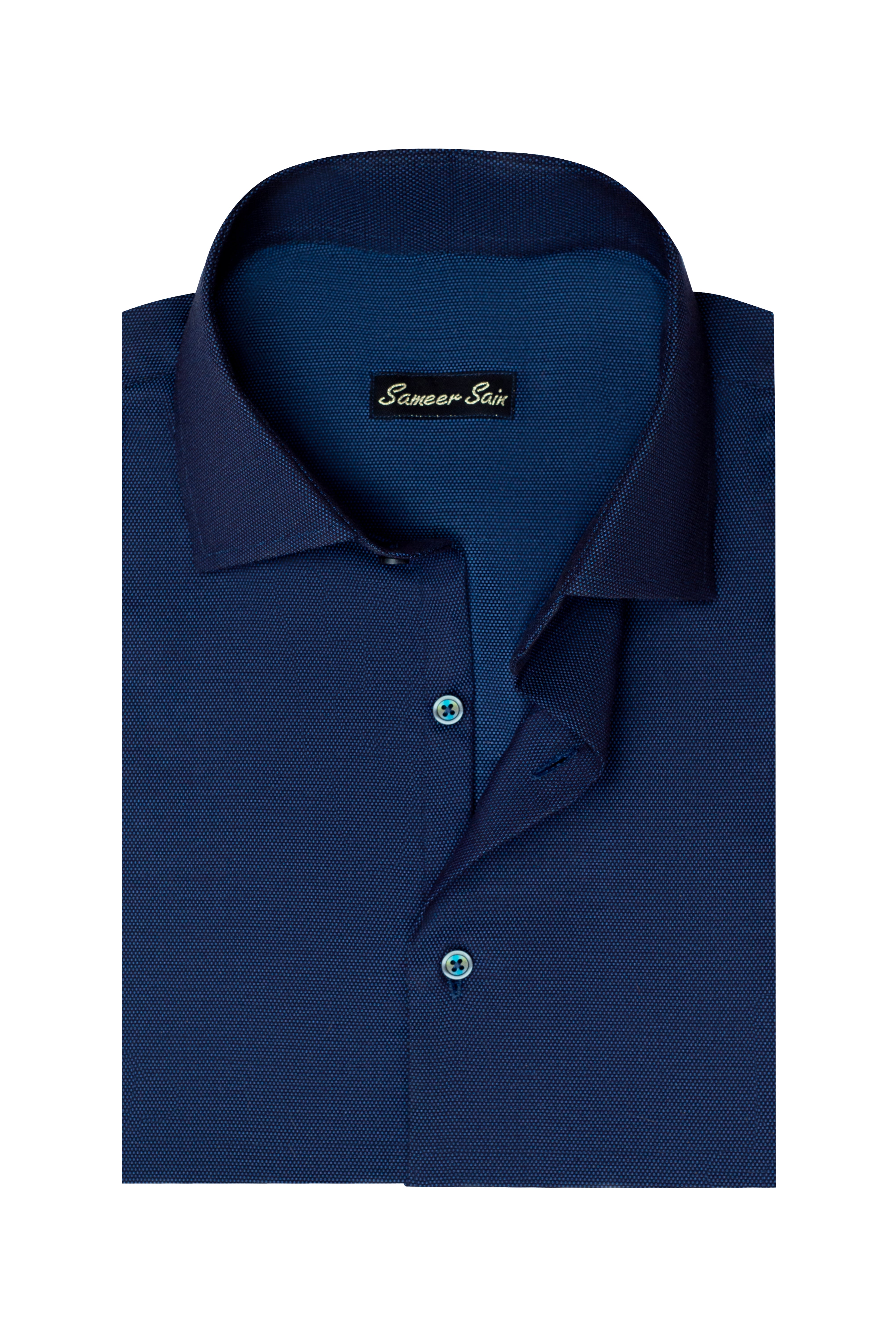 NAVY BLUE MICRO DOTED SHIRT