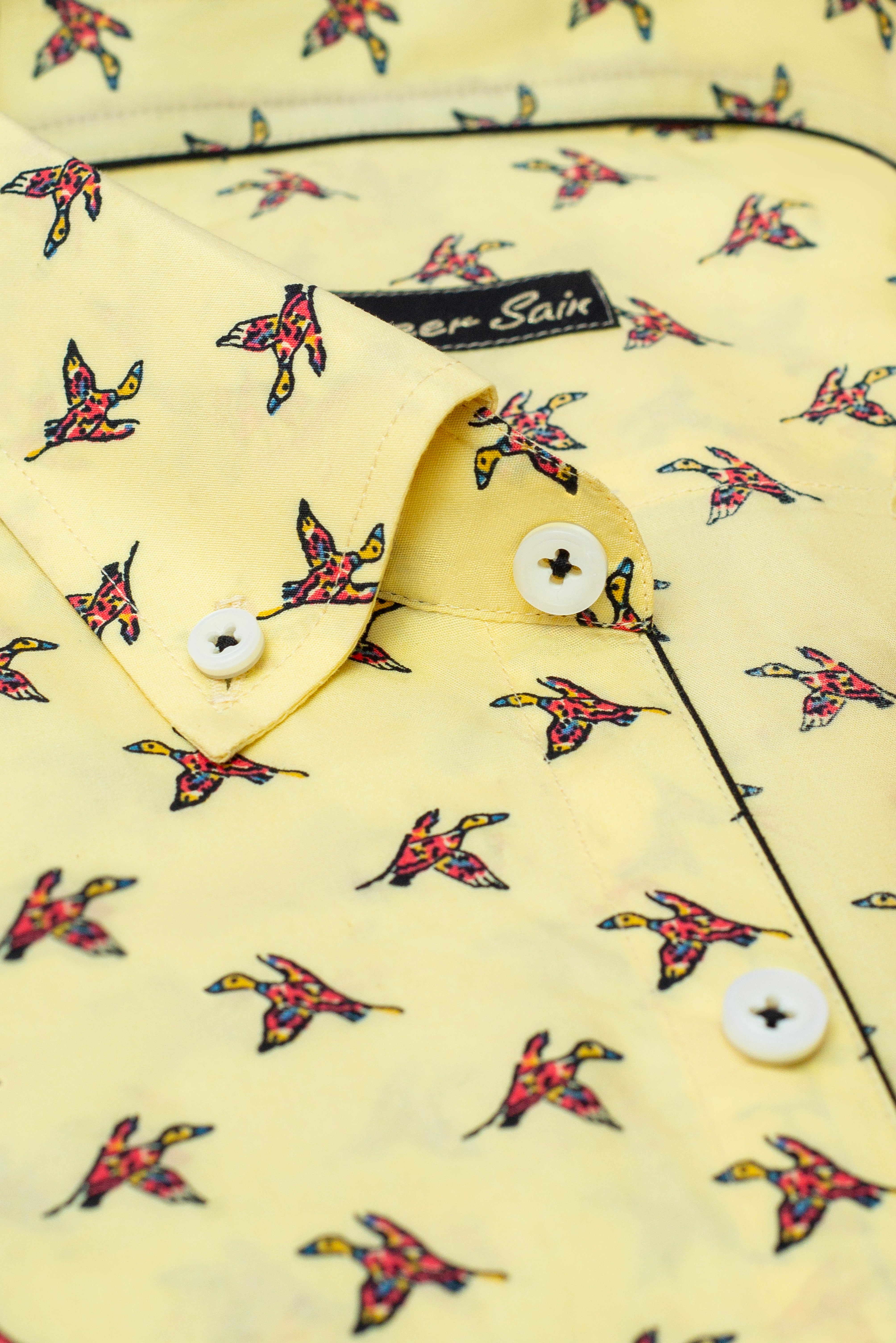 YELLOW BIRD PRINT SHIRT