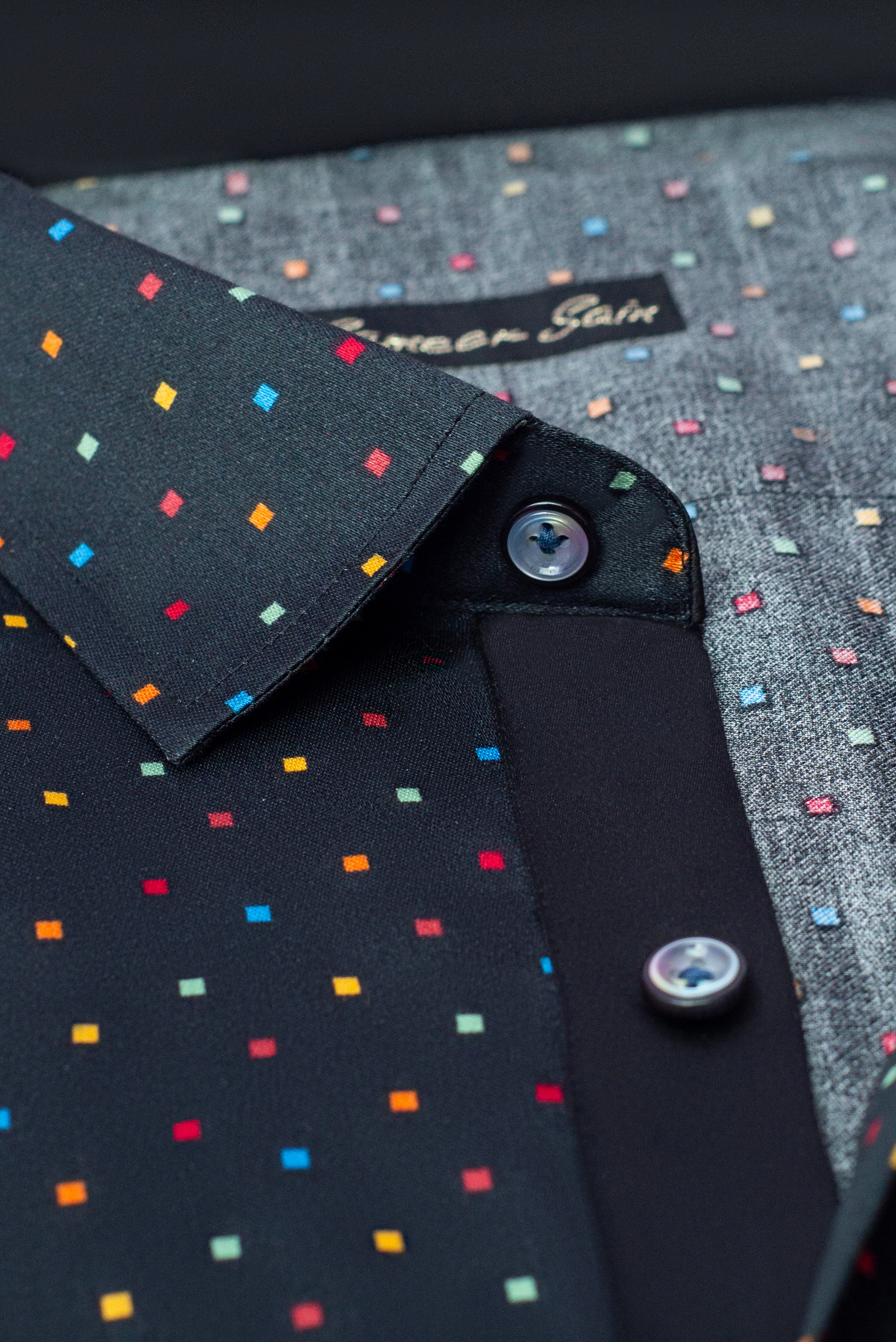 BLACK MULTI COLOUR DOTTED SHIRT