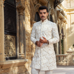 Off white mixture of soft gold Sherwani