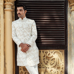 Off white mixture of soft gold Sherwani