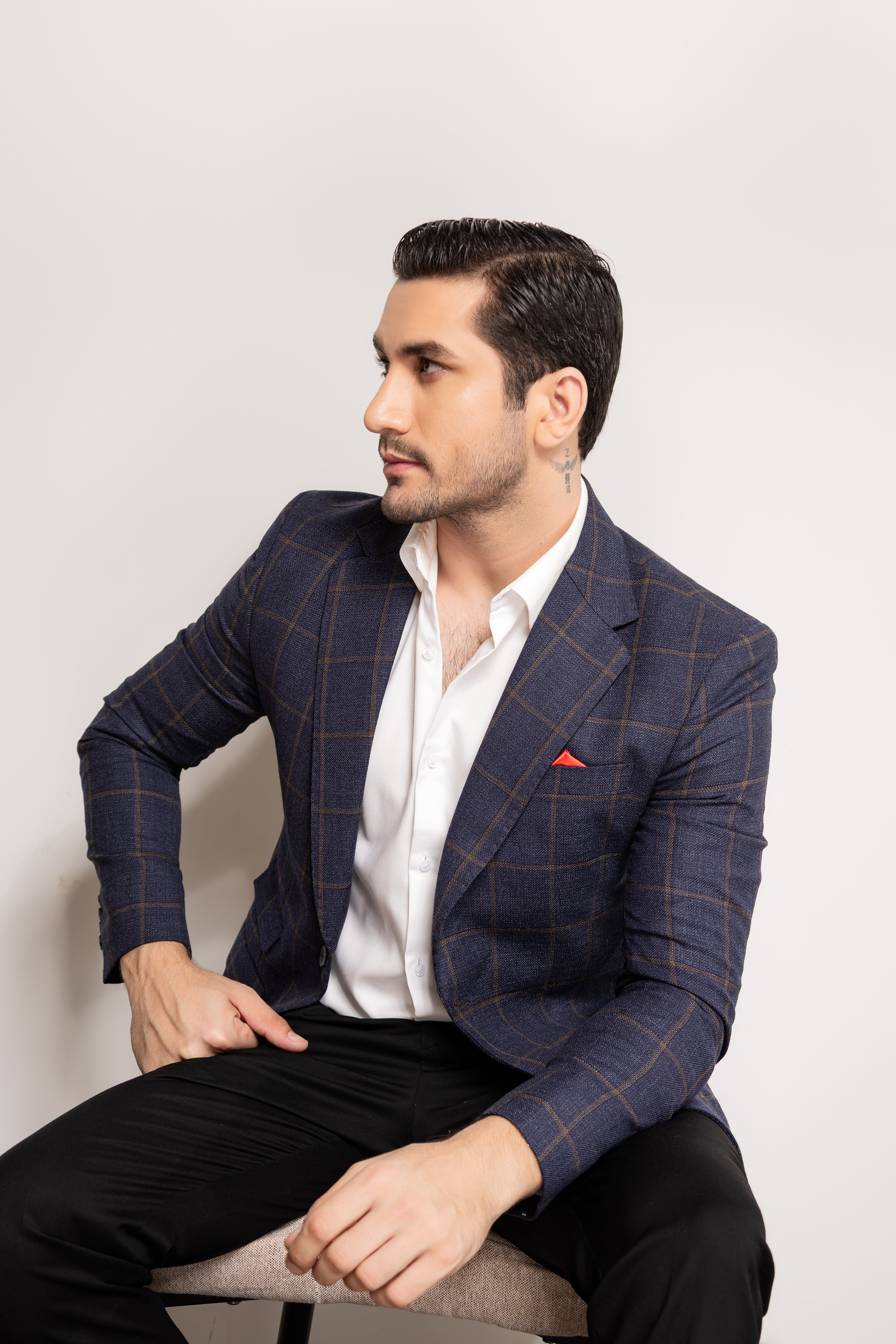 Plaid Tweed Wool Jacket.
