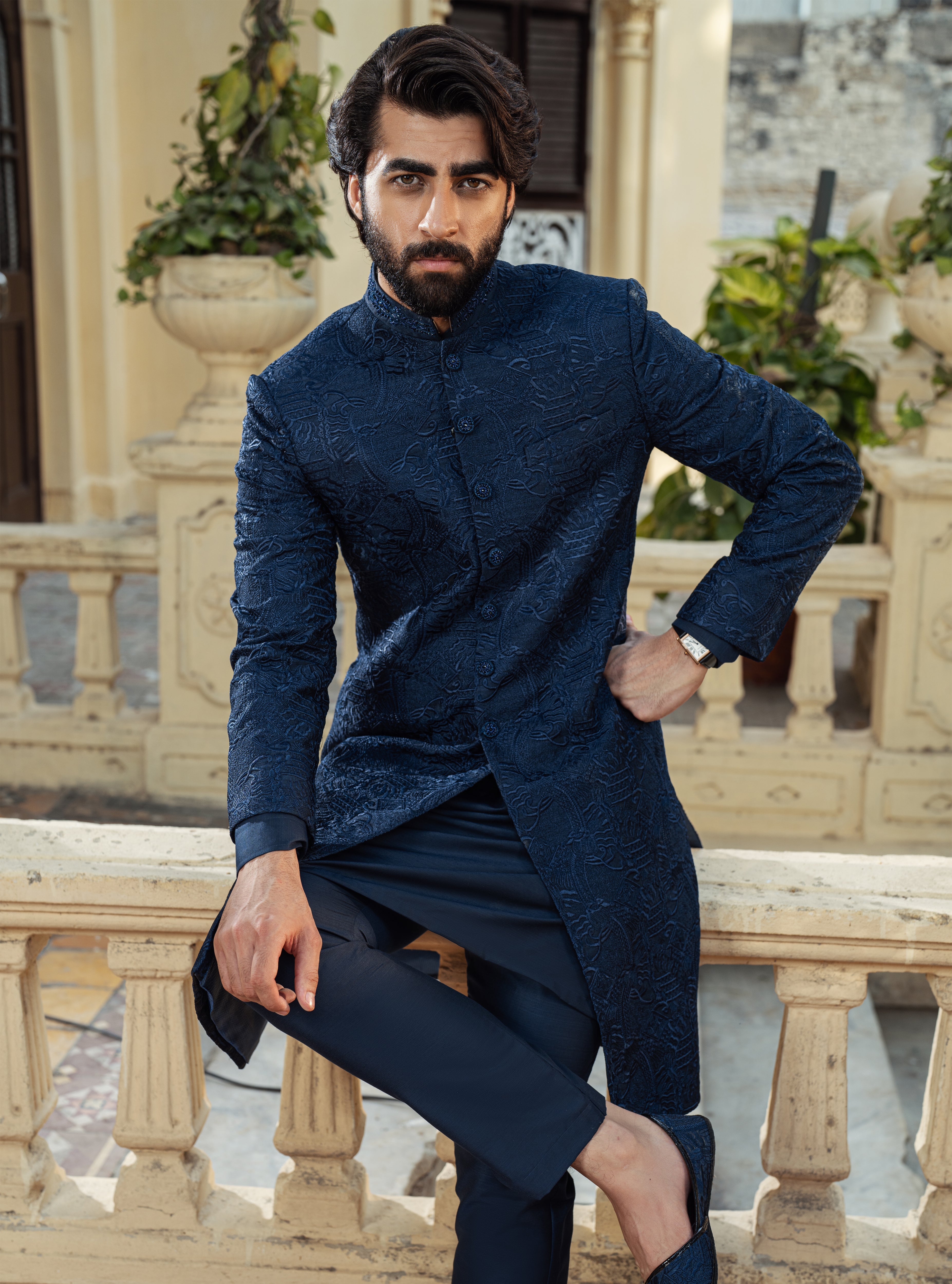 Attractive blue Sherwani