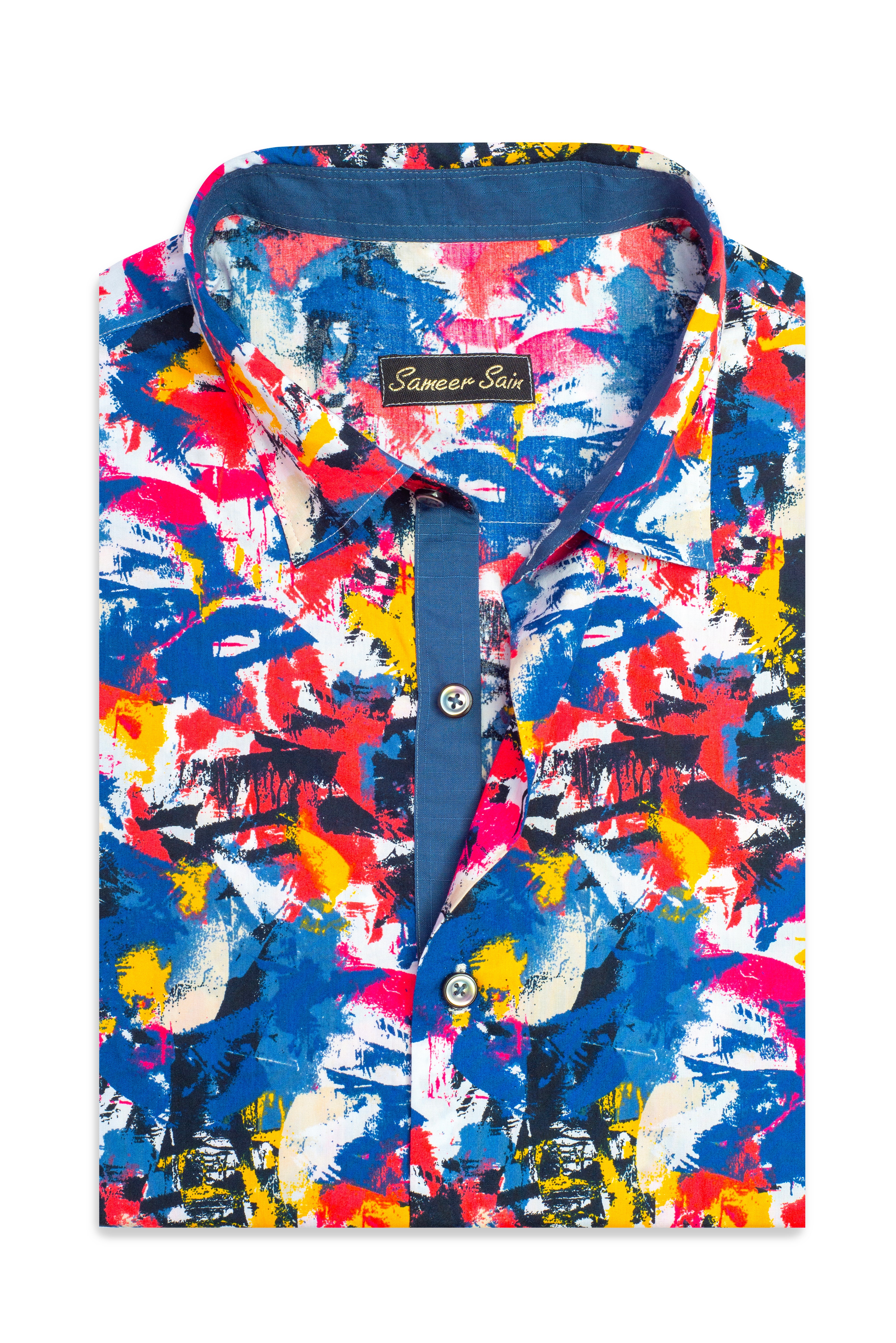 Multi colours printed Shirt collar