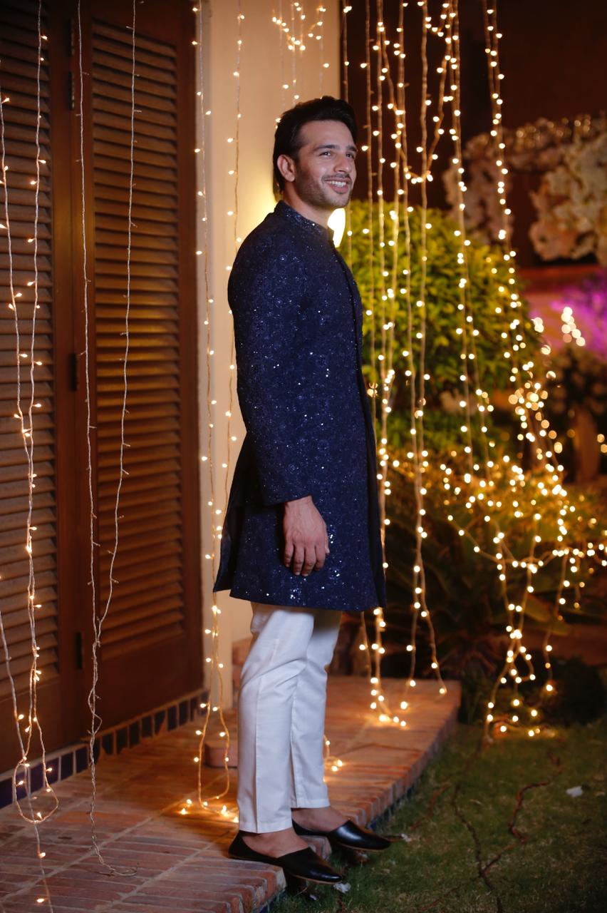 Navy Blue Sherwani