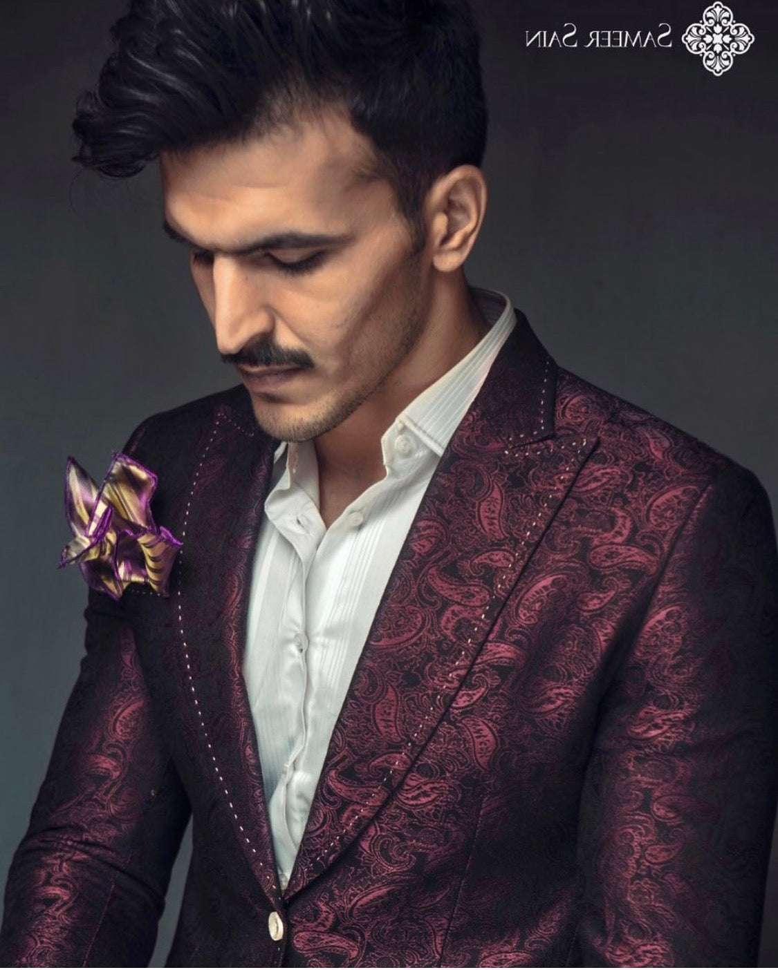 Purple Jacquard Jacket.