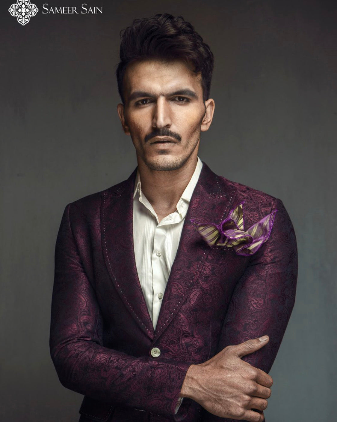 Purple Jacquard Jacket.