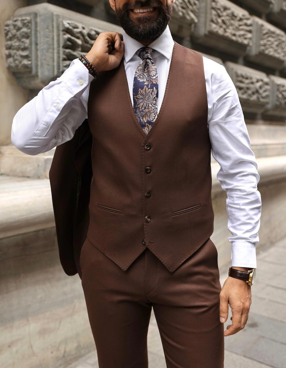 Chocolate Brown Suit.