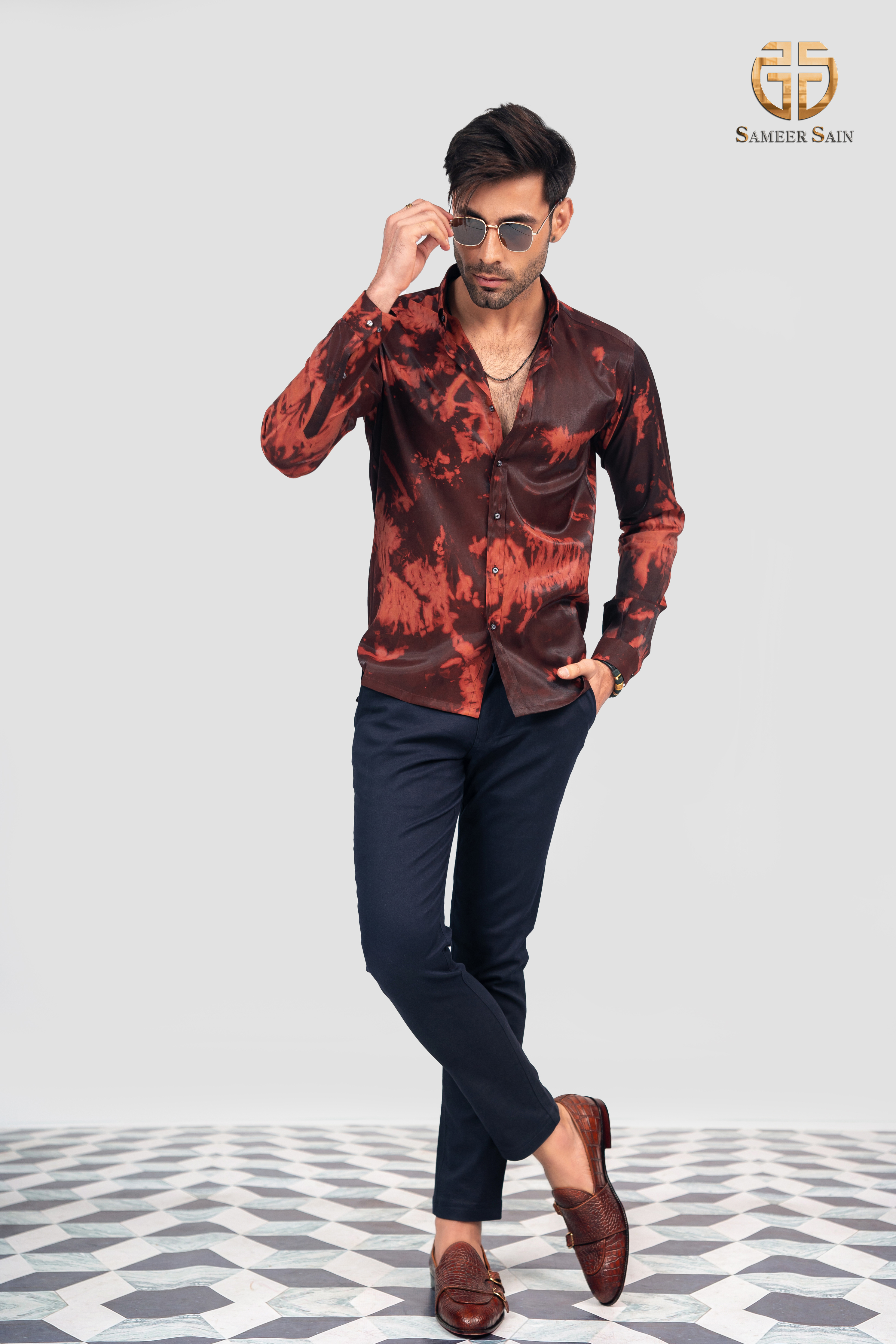 Rusty brown print shirt