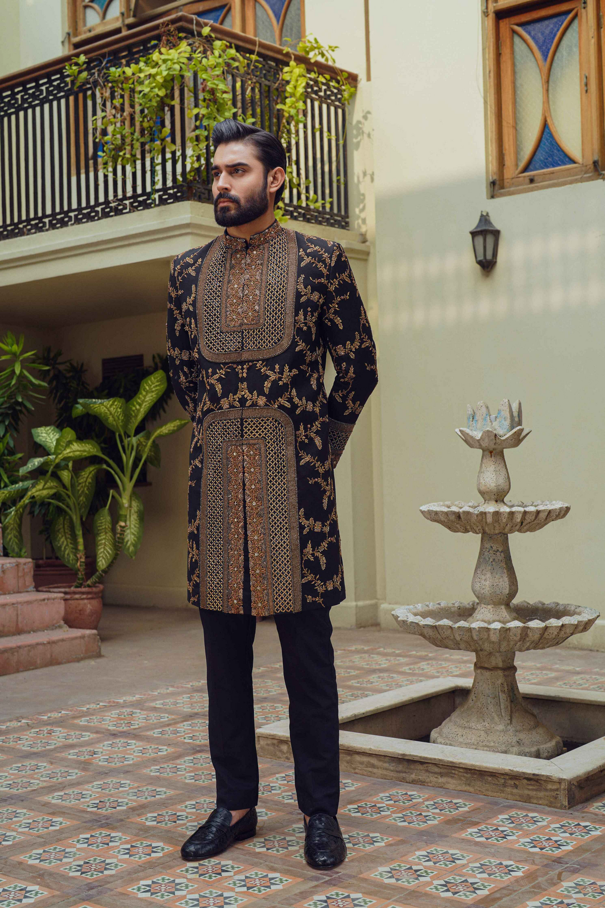 Black-Gold Royalty Sherwani.