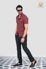 Mehroon print fabric shirt