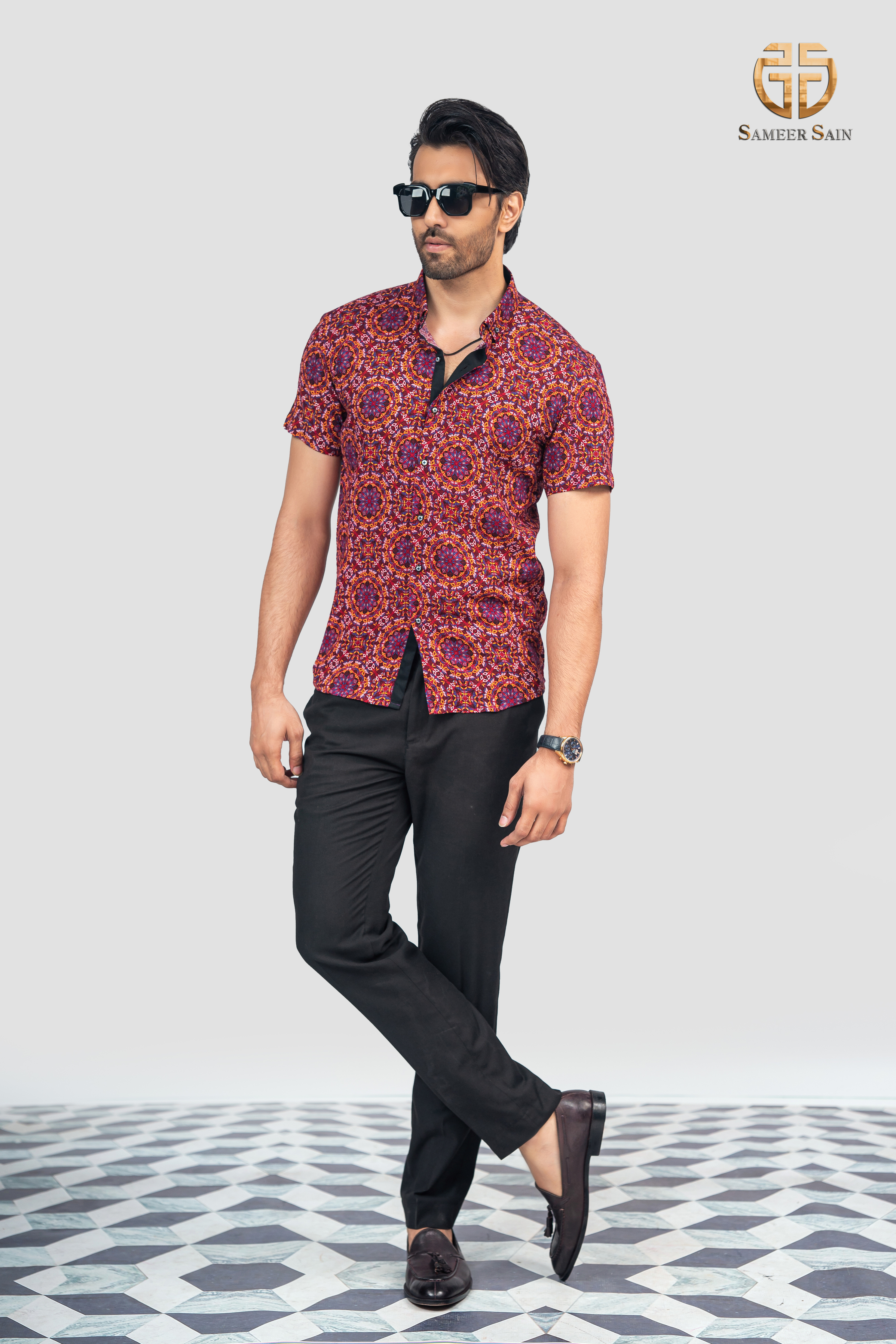 Mehroon print fabric shirt