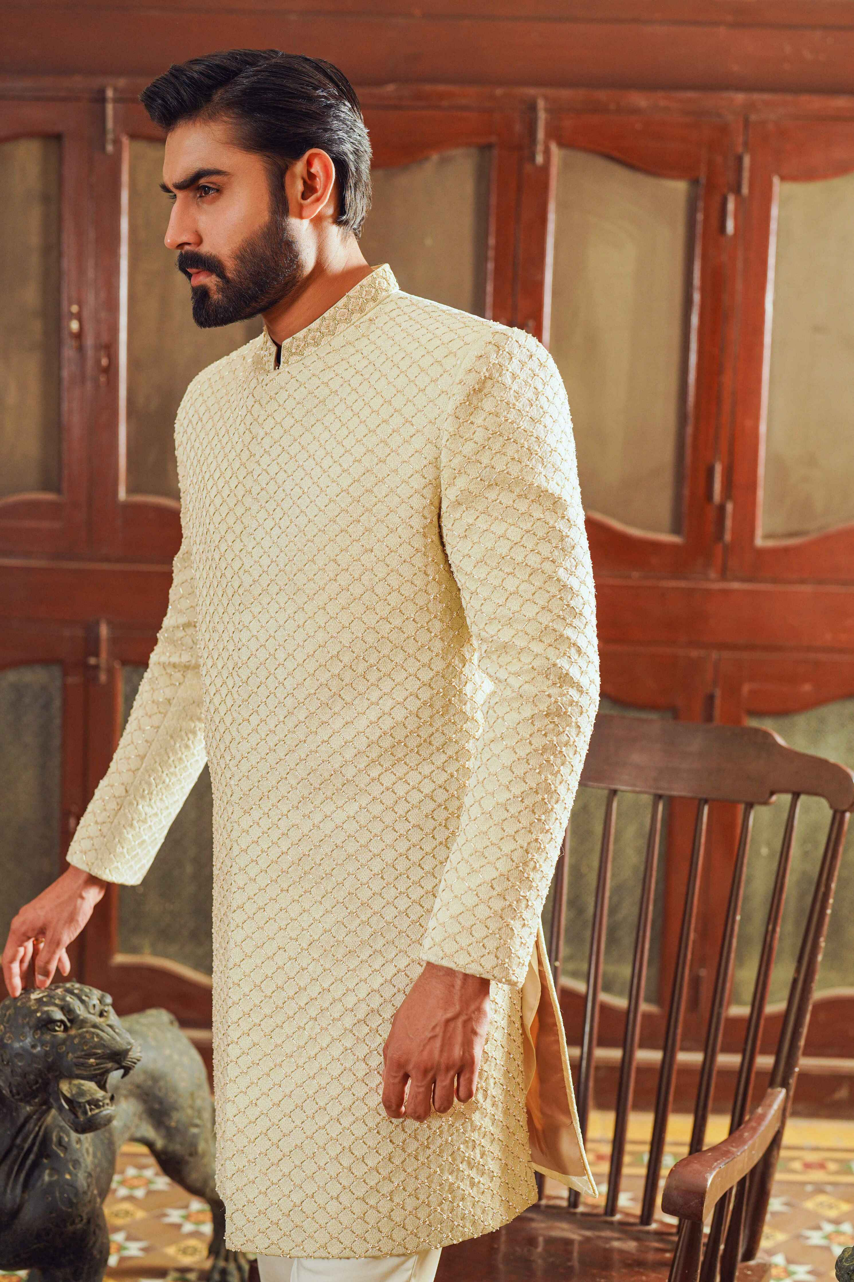 Off-White Handcrafted Sherwani