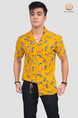 Honey bees yellow print shirt.