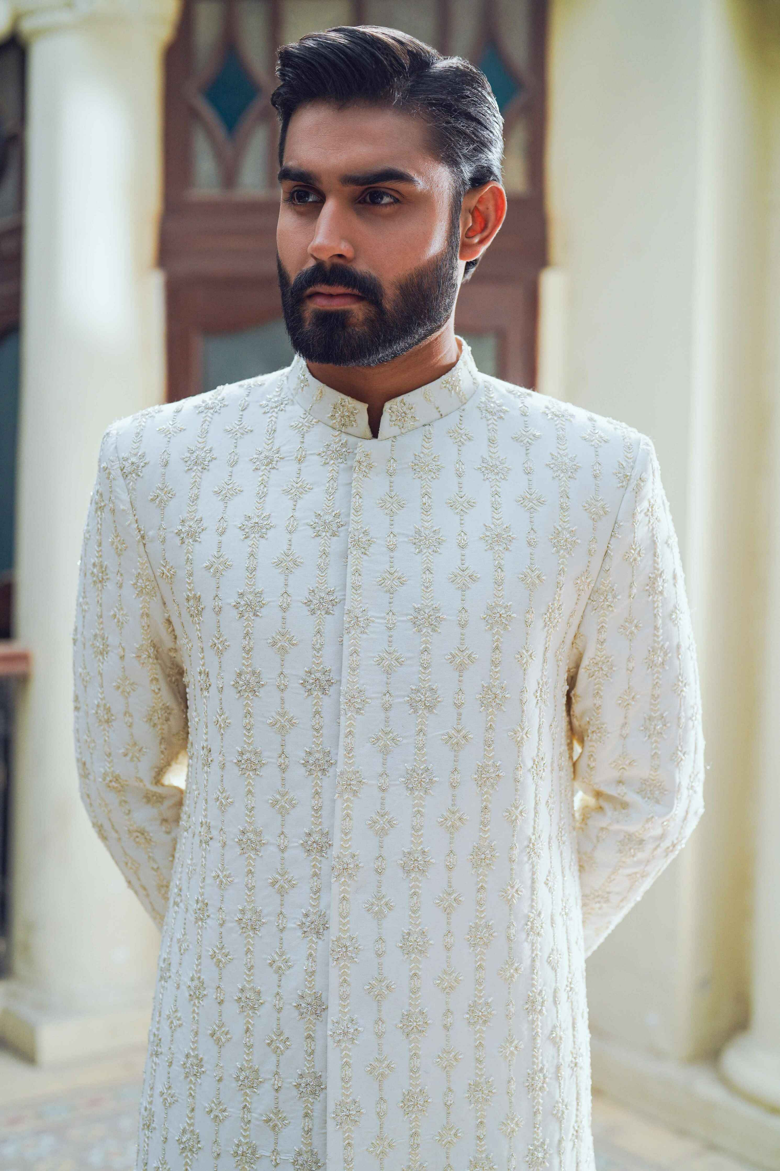 Hand Embellished OFF-WHITE Sherwani