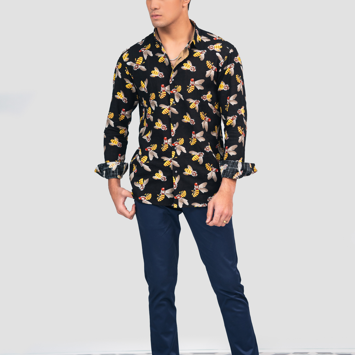Honeybees black print shirt – Sameer Sain