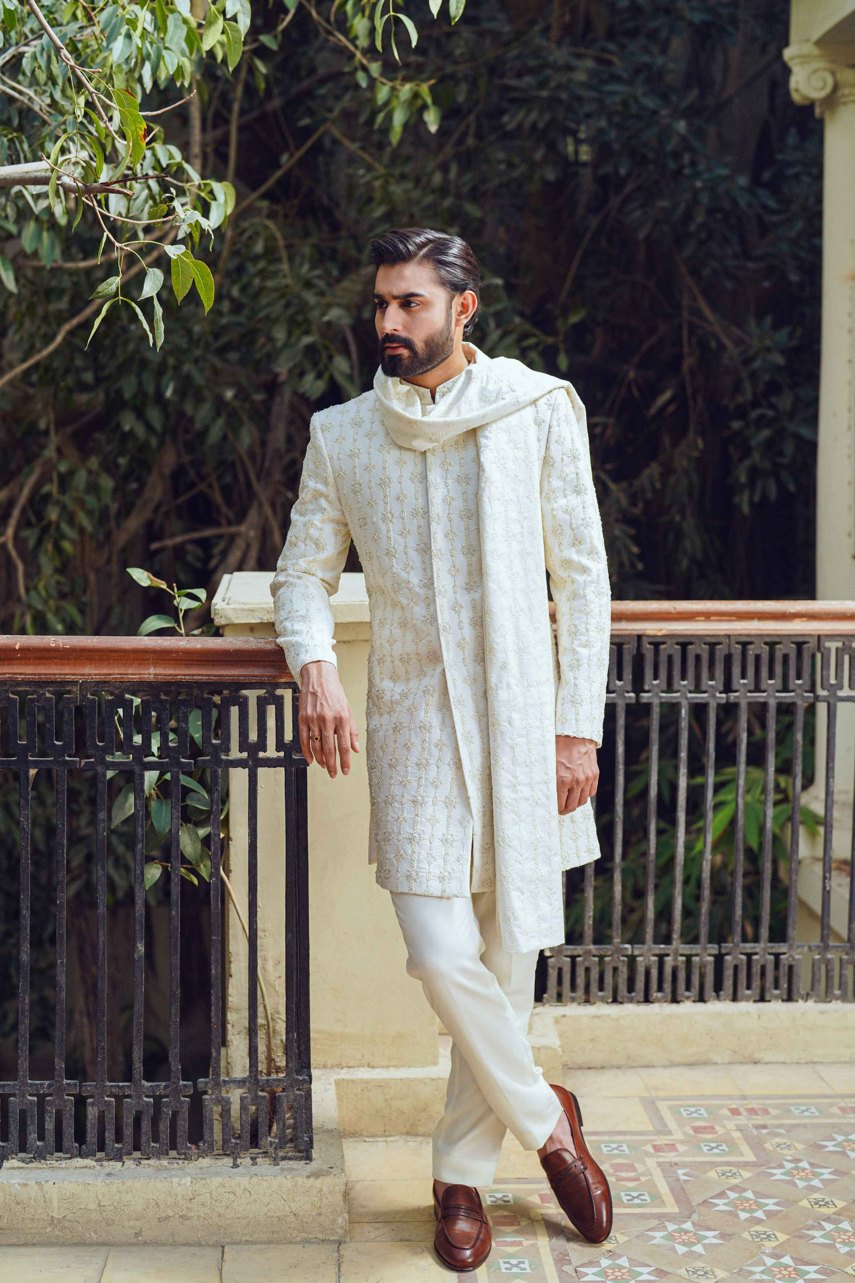 Hand Embellished OFF-WHITE Sherwani