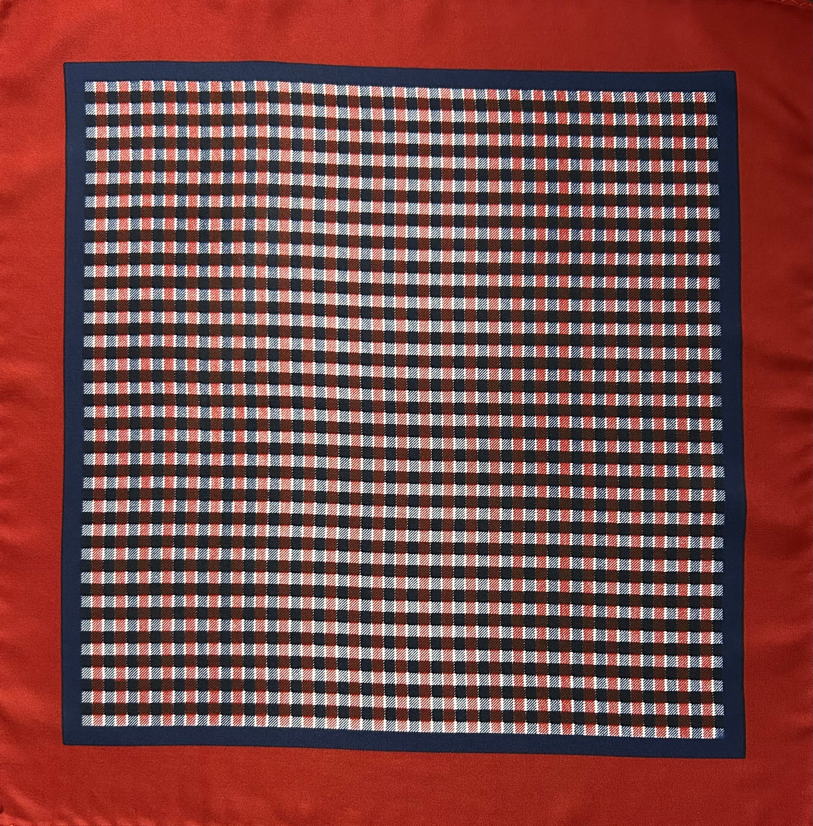 Crimson Check Elegance Pocket Square