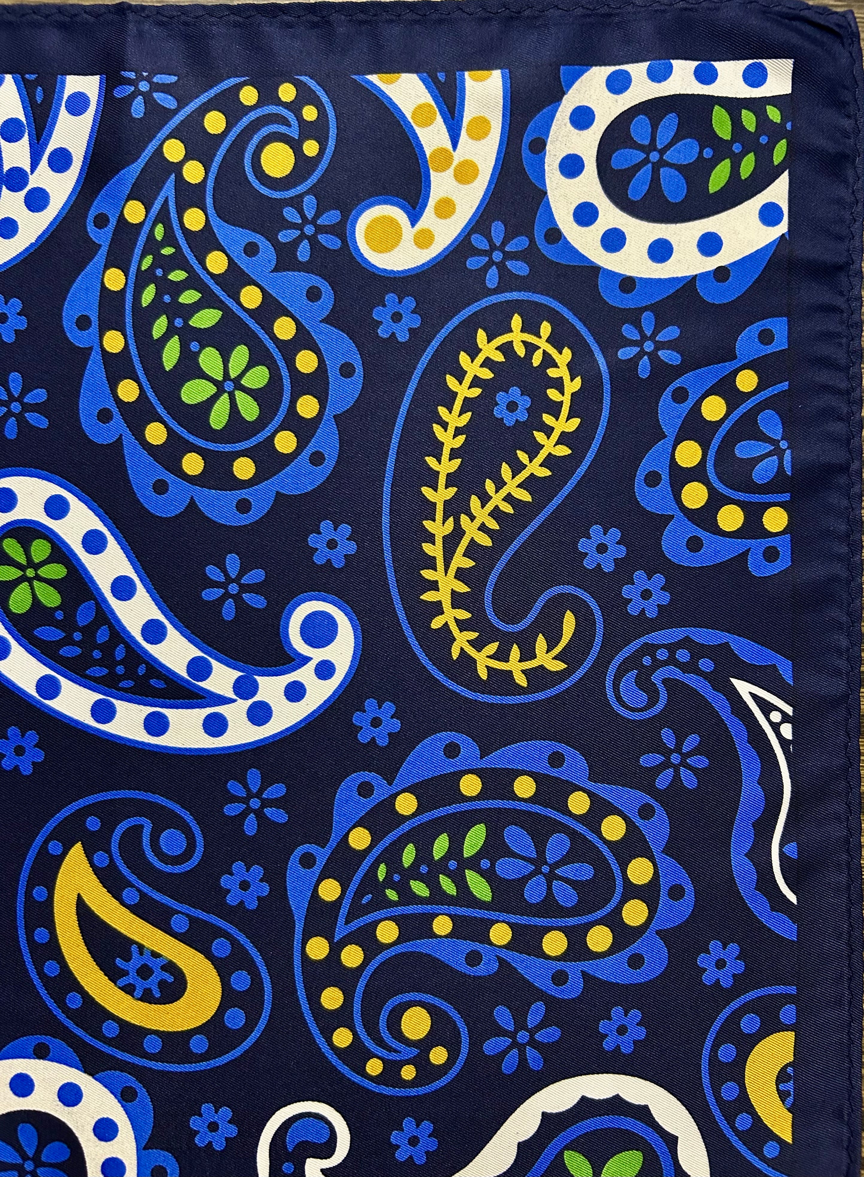 Regal Paisley Navy Pocket Square
