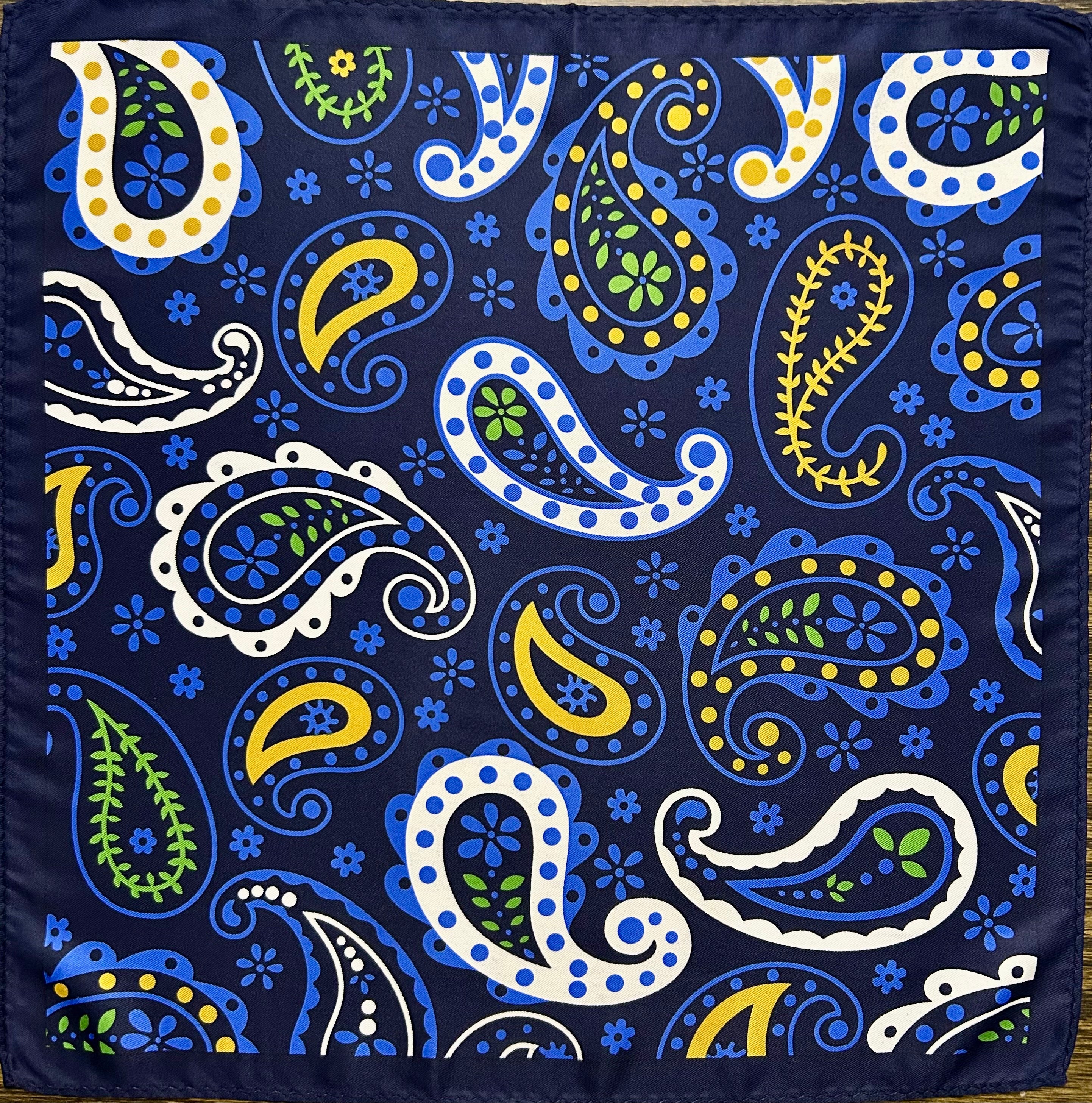 Regal Paisley Navy Pocket Square