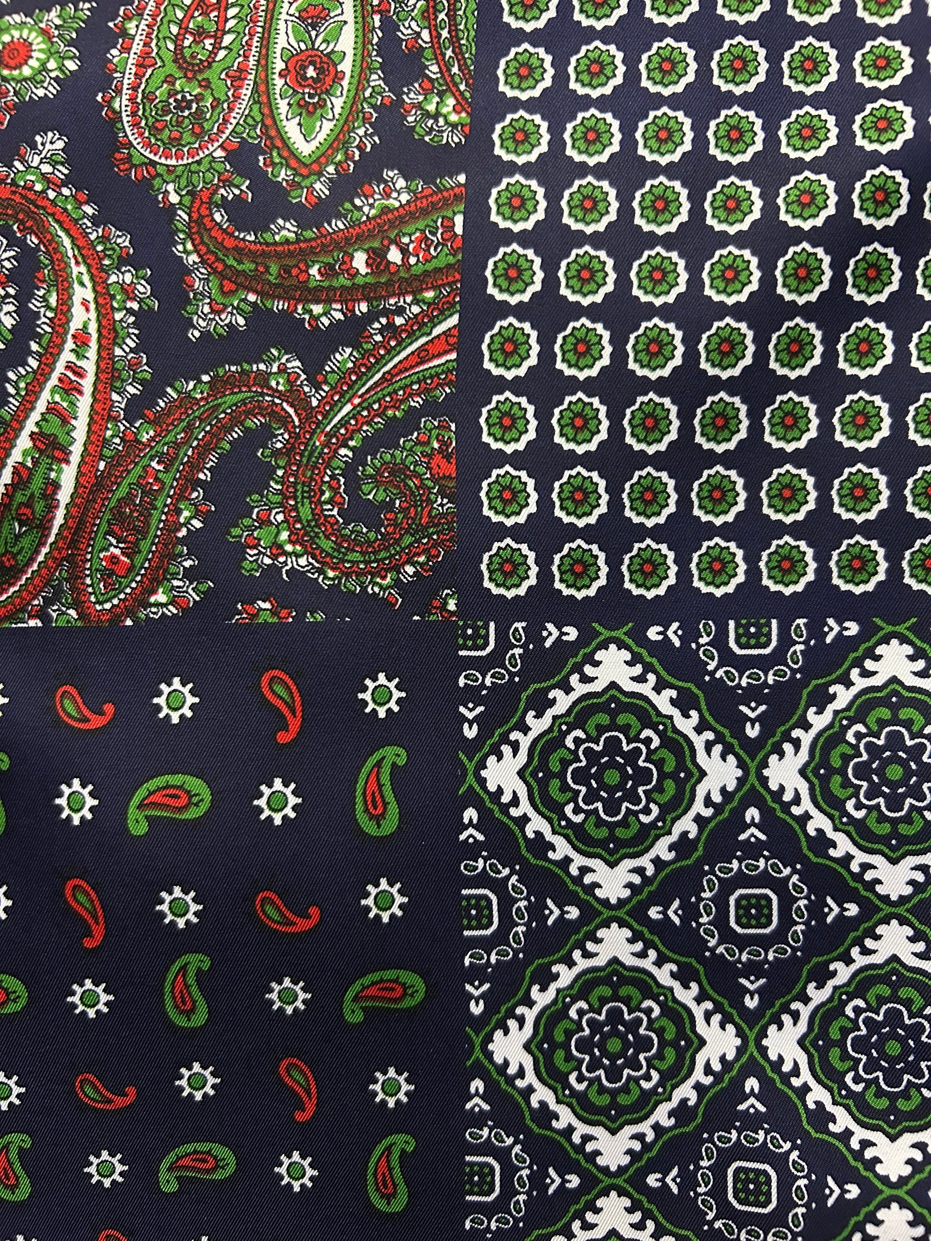 Emerald Elegance Paisley & Geometric Pocket Square