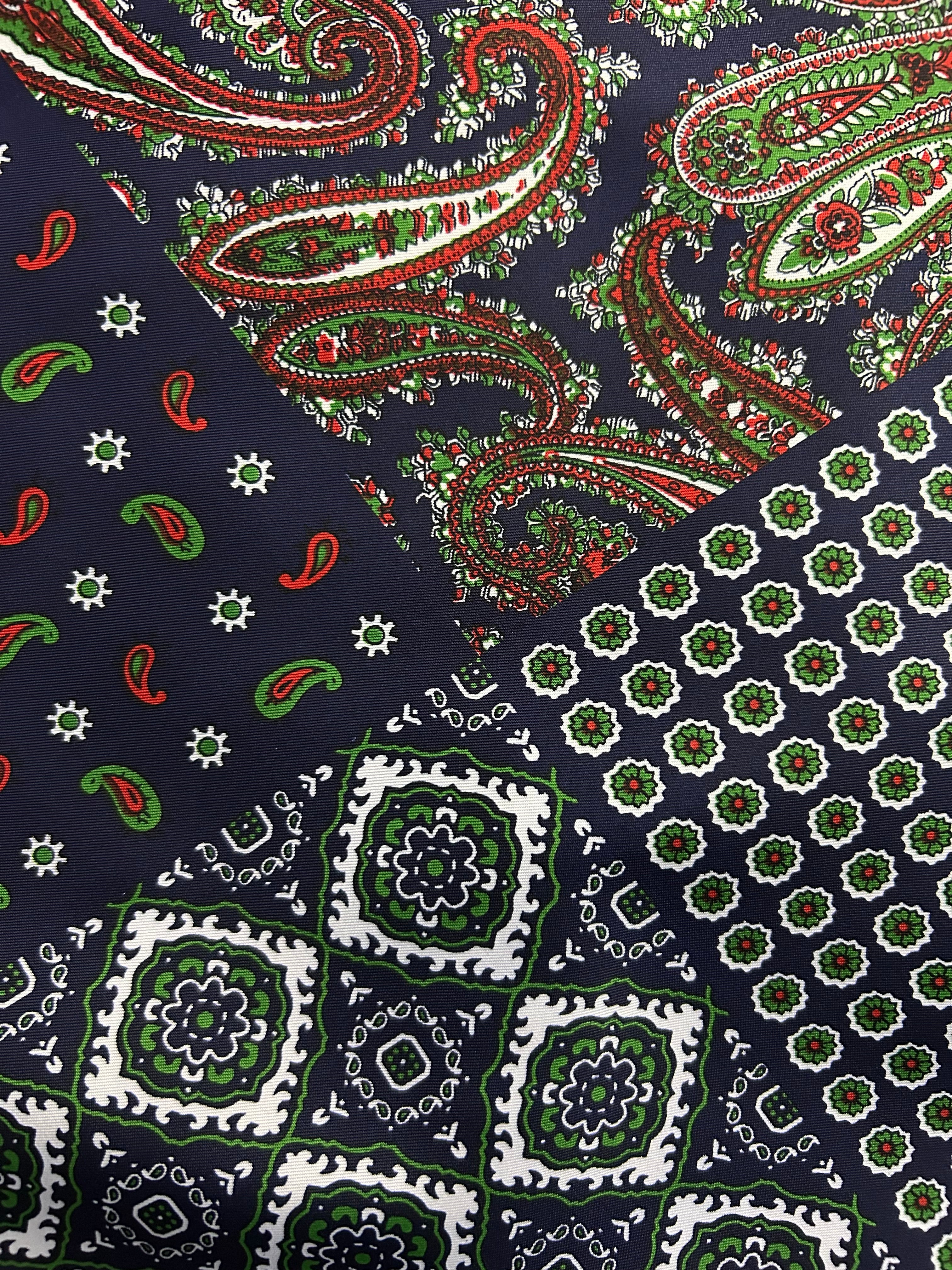 Emerald Elegance Paisley & Geometric Pocket Square