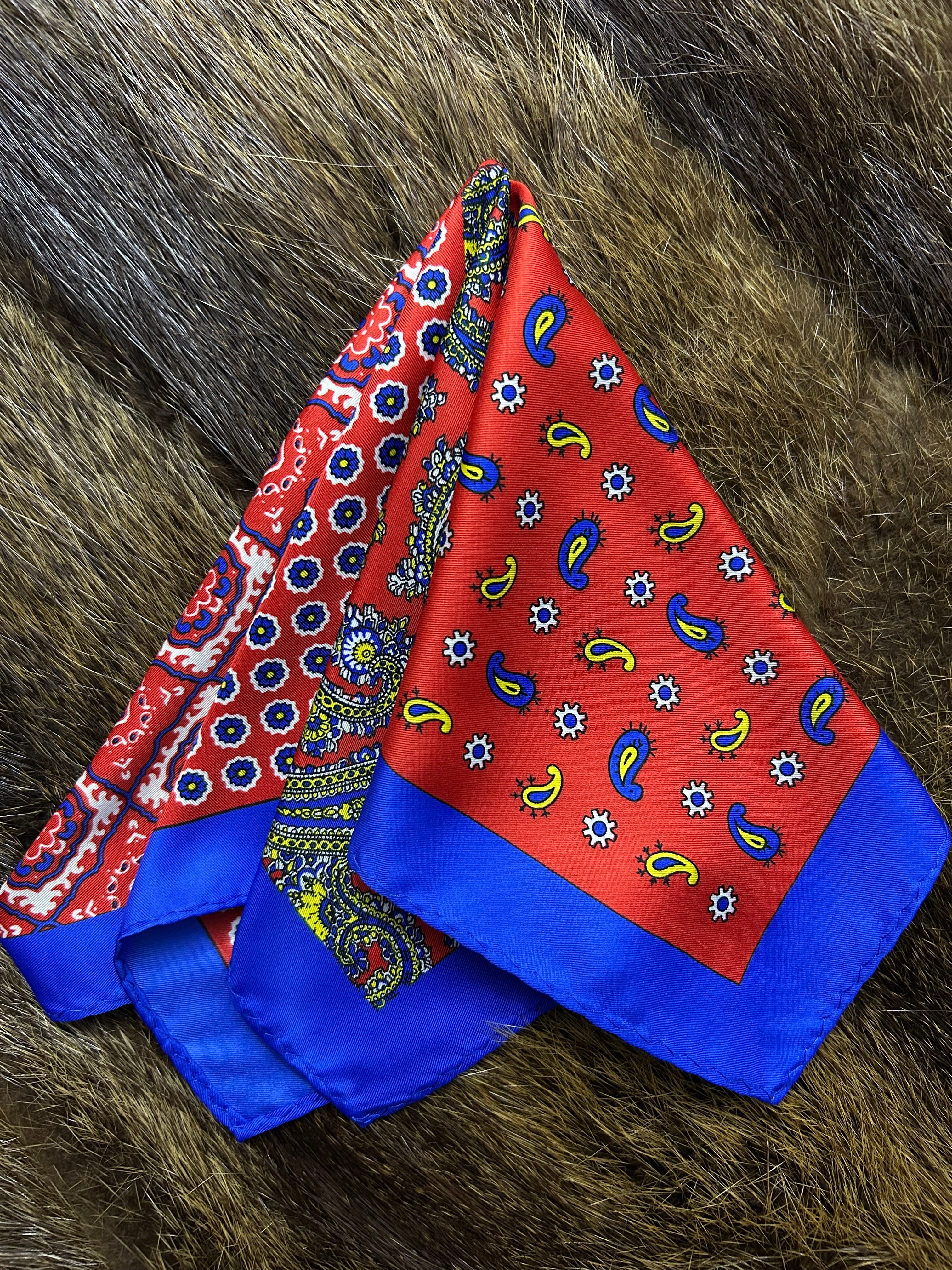 bold multi-pattern pocket square