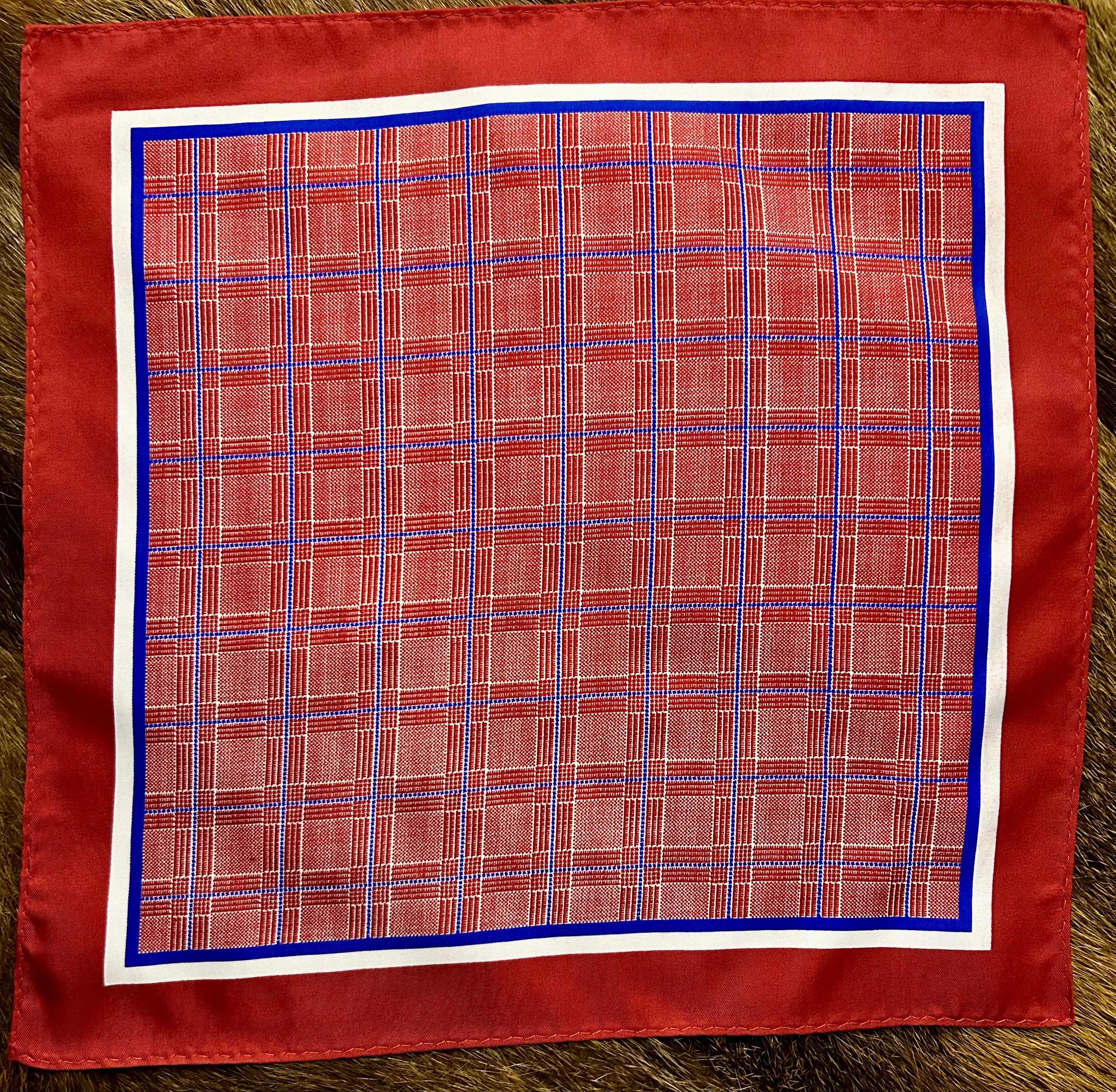 Crimson Check Elegance Pocket Square