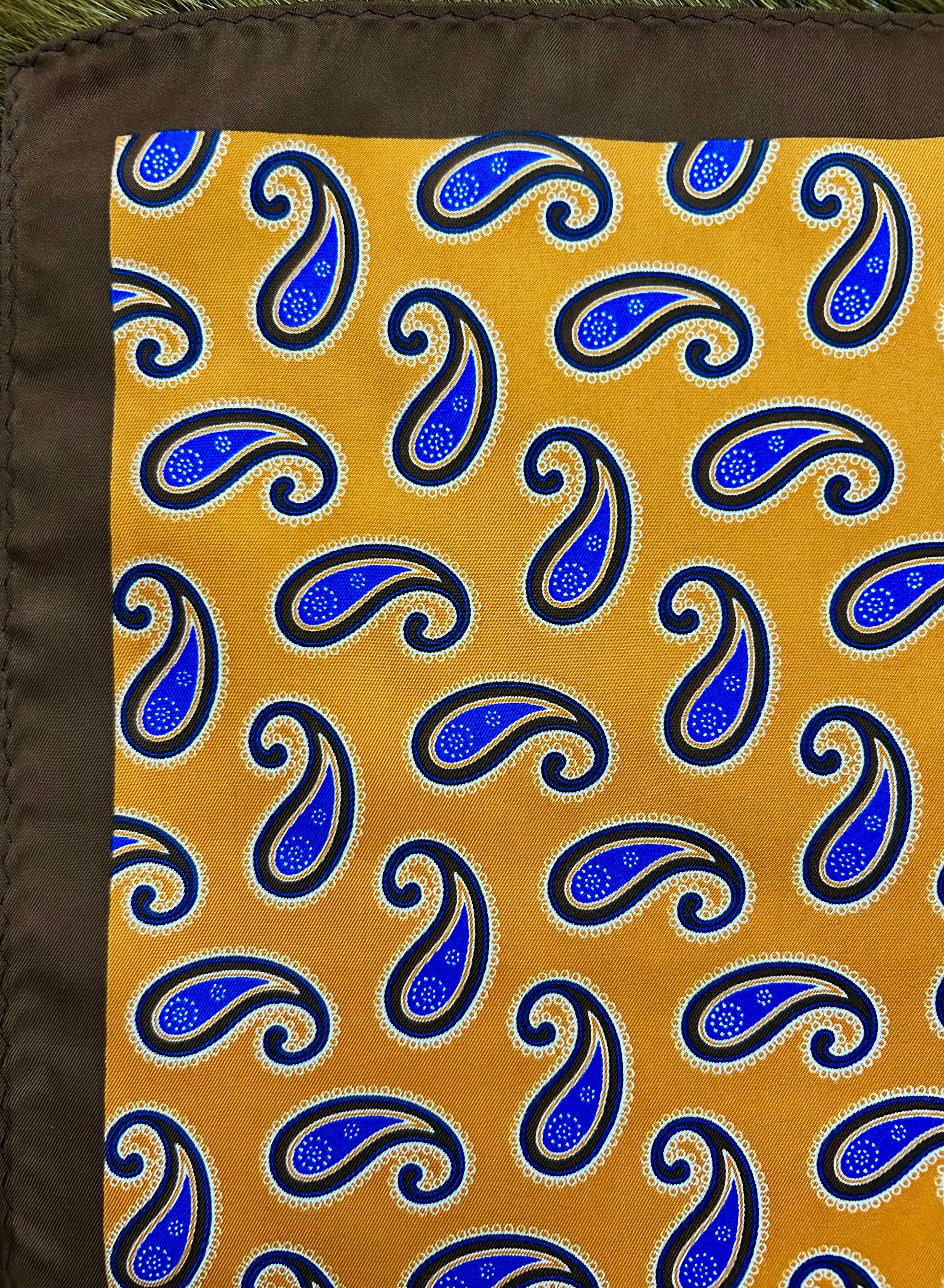 Golden Royale Paisley Pocket Square
