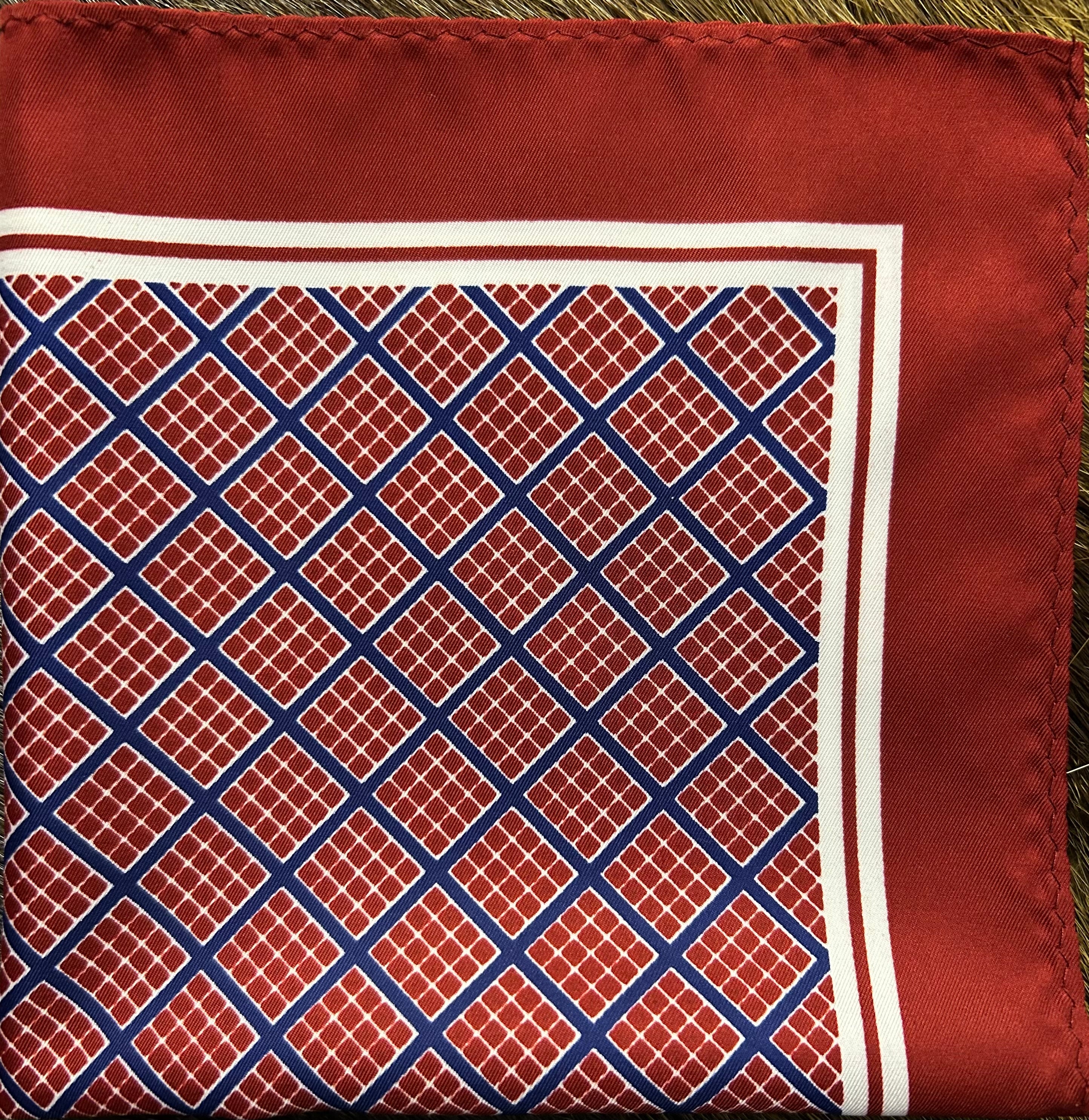 Crimson Grid Classic Pocket Square
