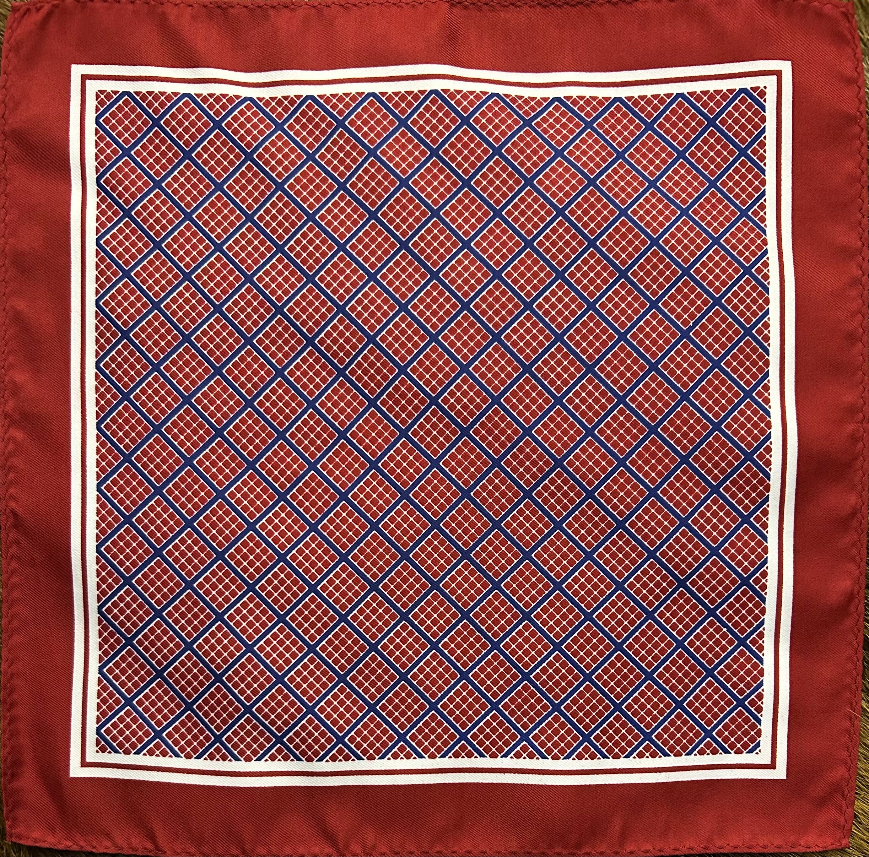 Crimson Grid Classic Pocket Square