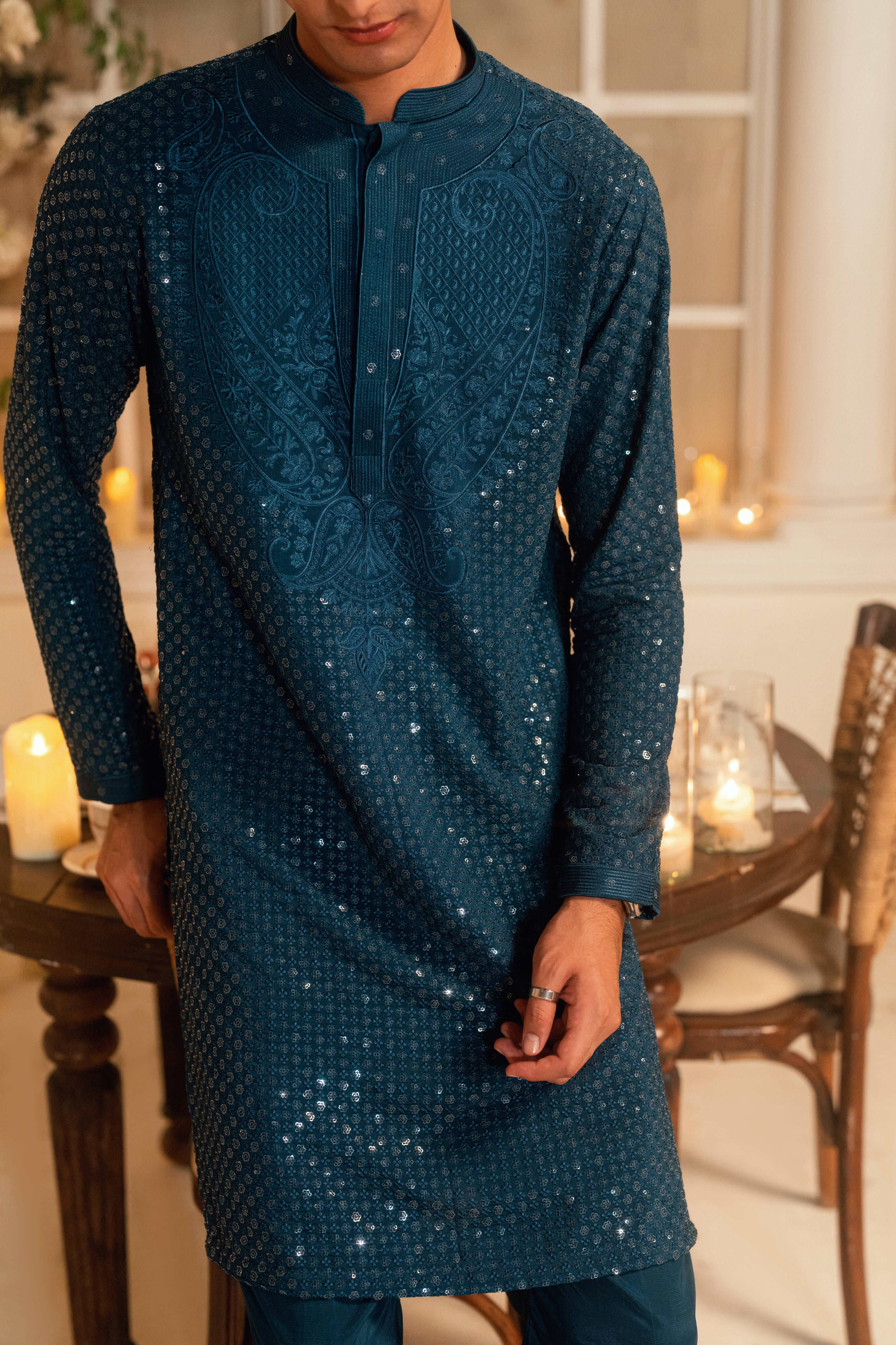 Turquoise blue  Kurta Trouser