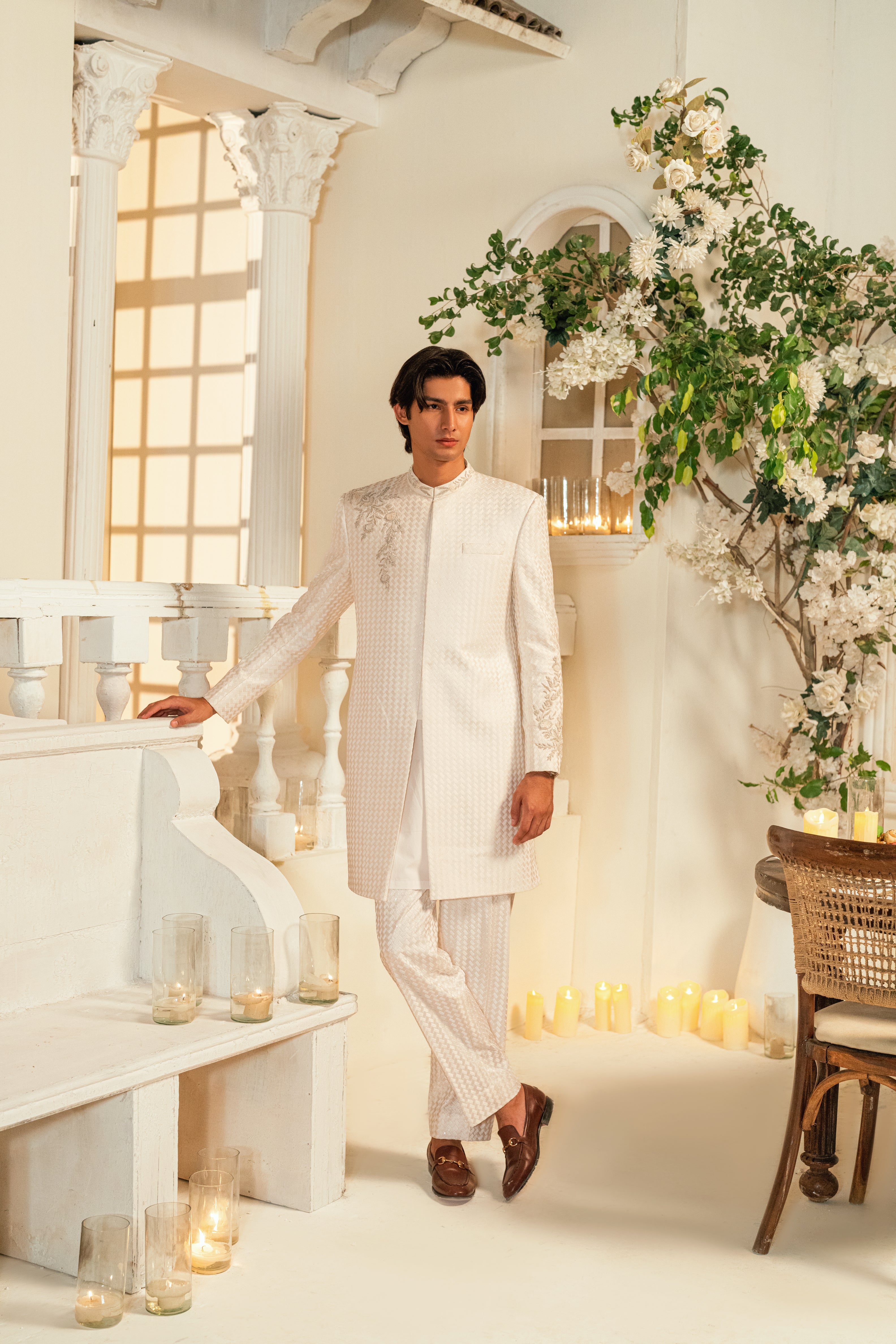 White Hand-Embroidered Ensemble