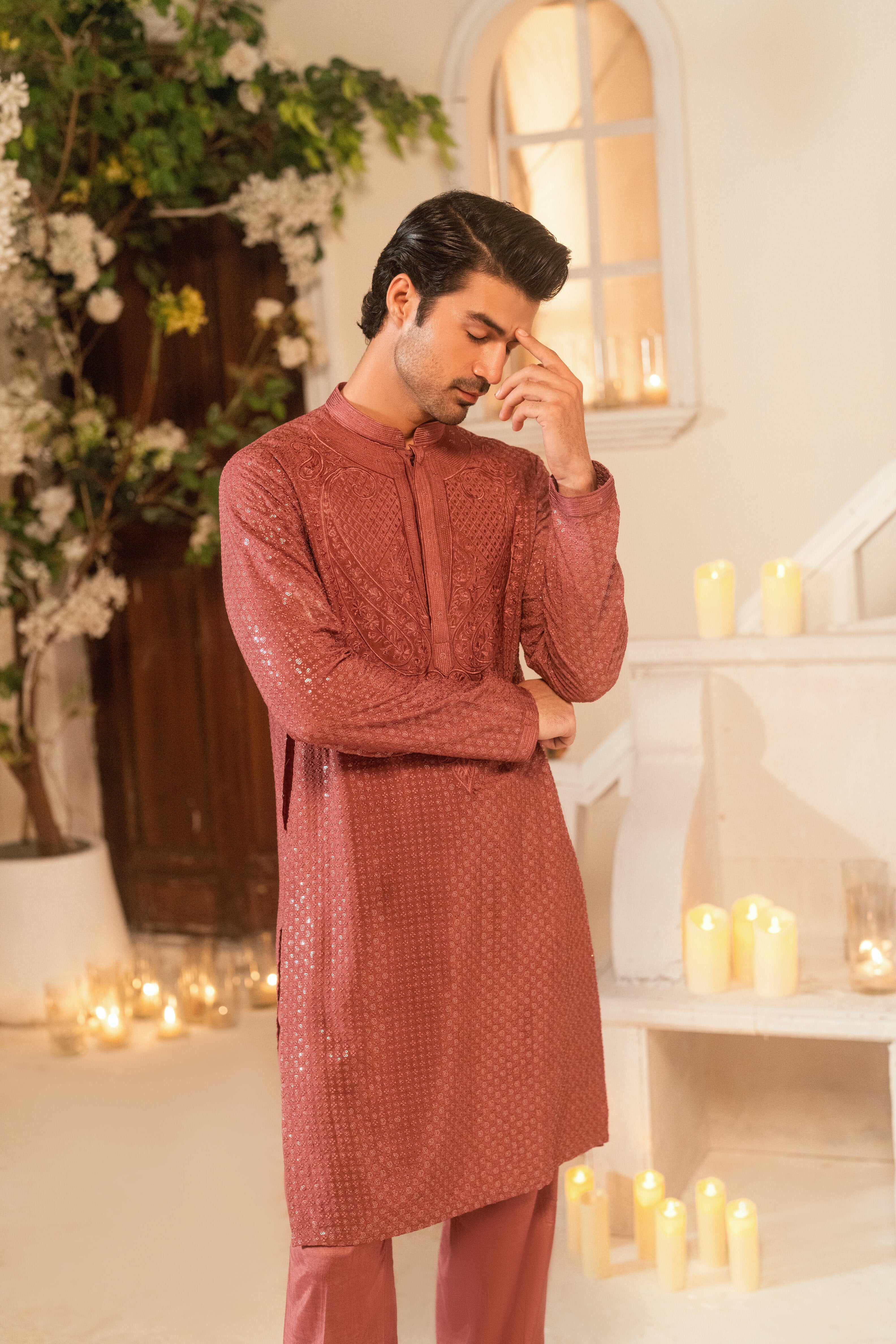 Metallic pink Kurta Trouser
